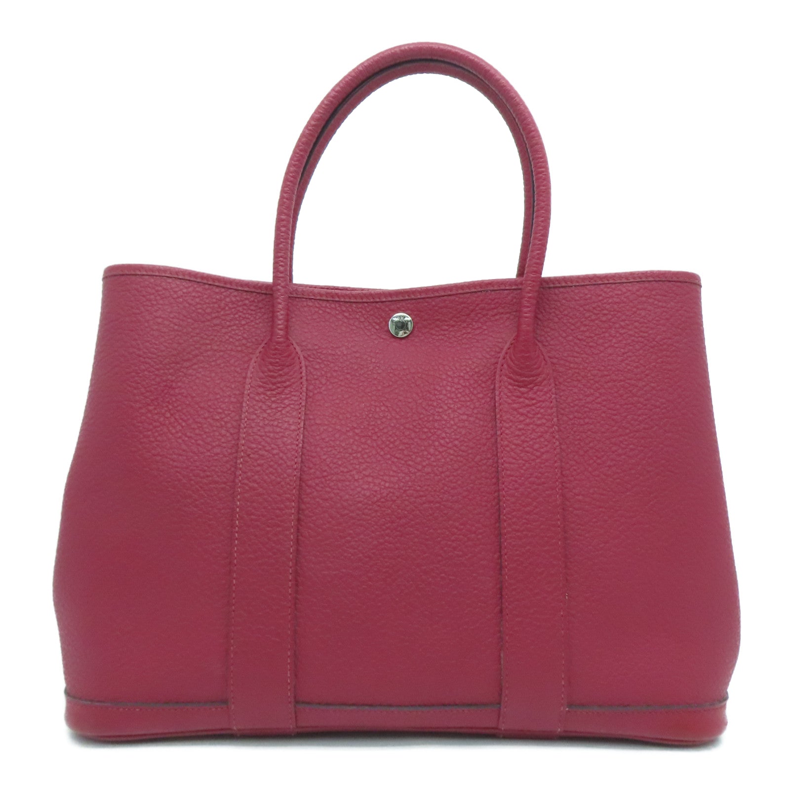 HERMES [Sharp Reduction Offer] Negonda Leather Garden Party PM Silver Buckle Shoulder Bag Red