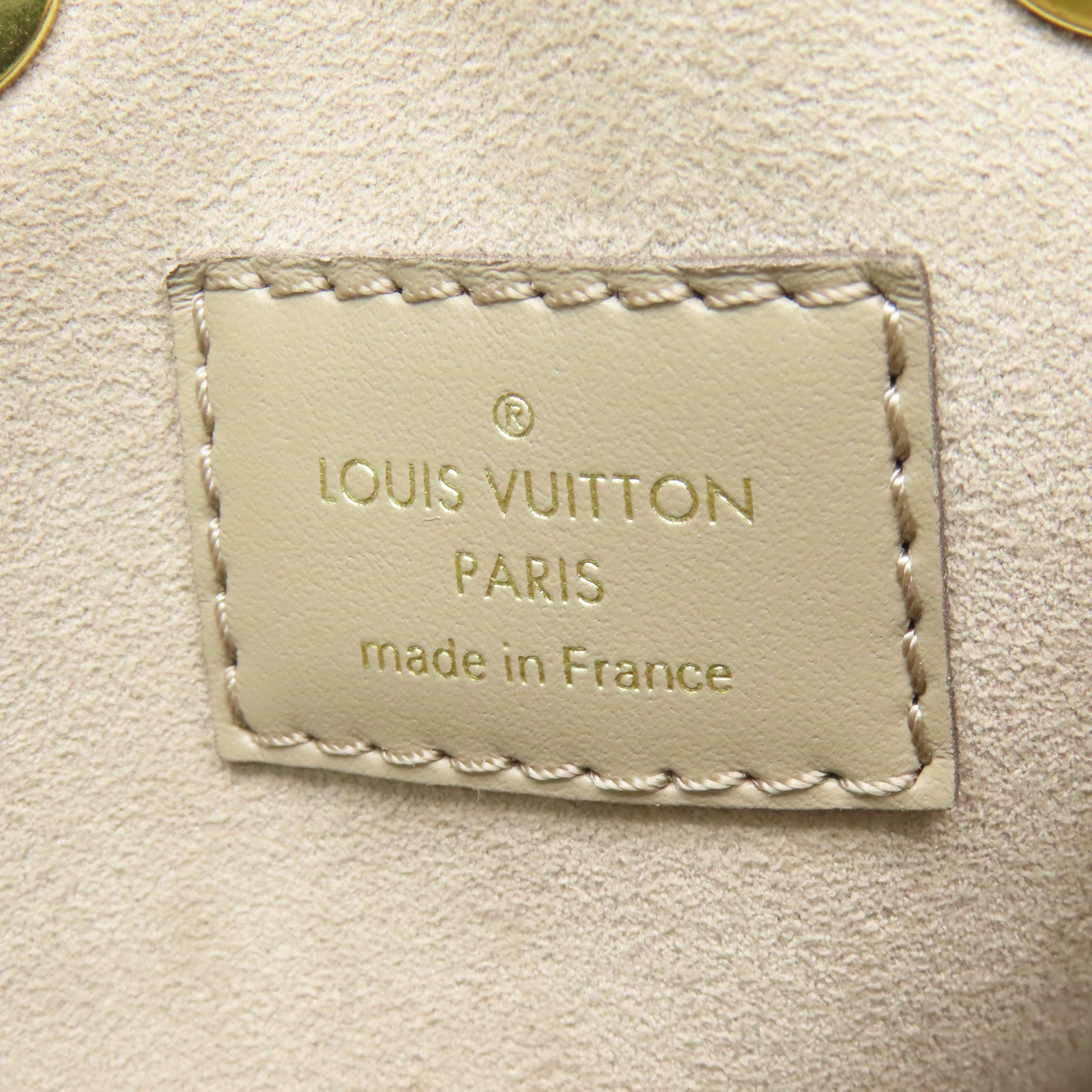 LOUIS VUITTON Monogram Empreinte Neo Noe MM金扣手挽肩背兩用袋奶油色