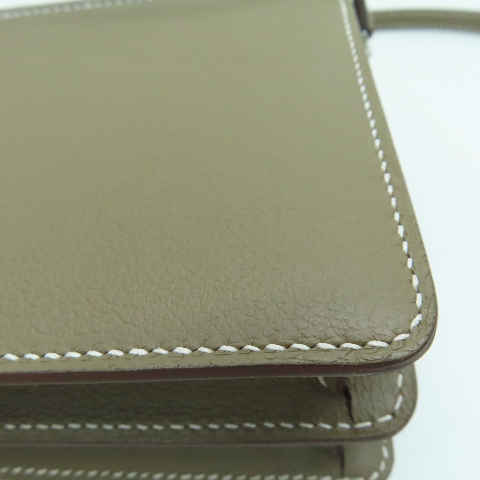 HERMES 【激減優惠】Evercolor皮革Mini Roulis Shoulder Bag銀扣肩背袋大象色