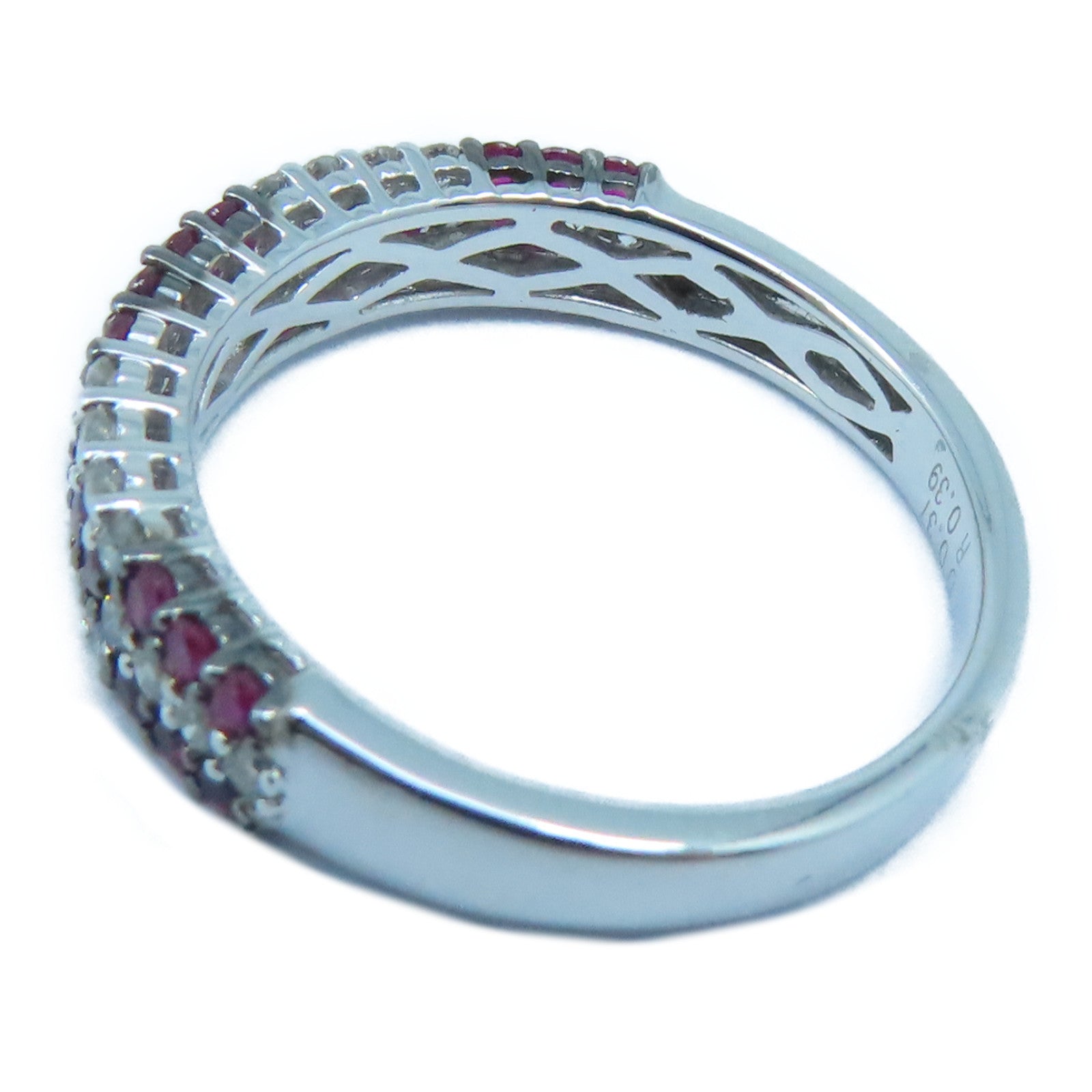 JEWELRY [Sharp Discount] 18K White Gold Ruby Ring 0.37ct Diamond/0.39ct Ruby Ring US#6
