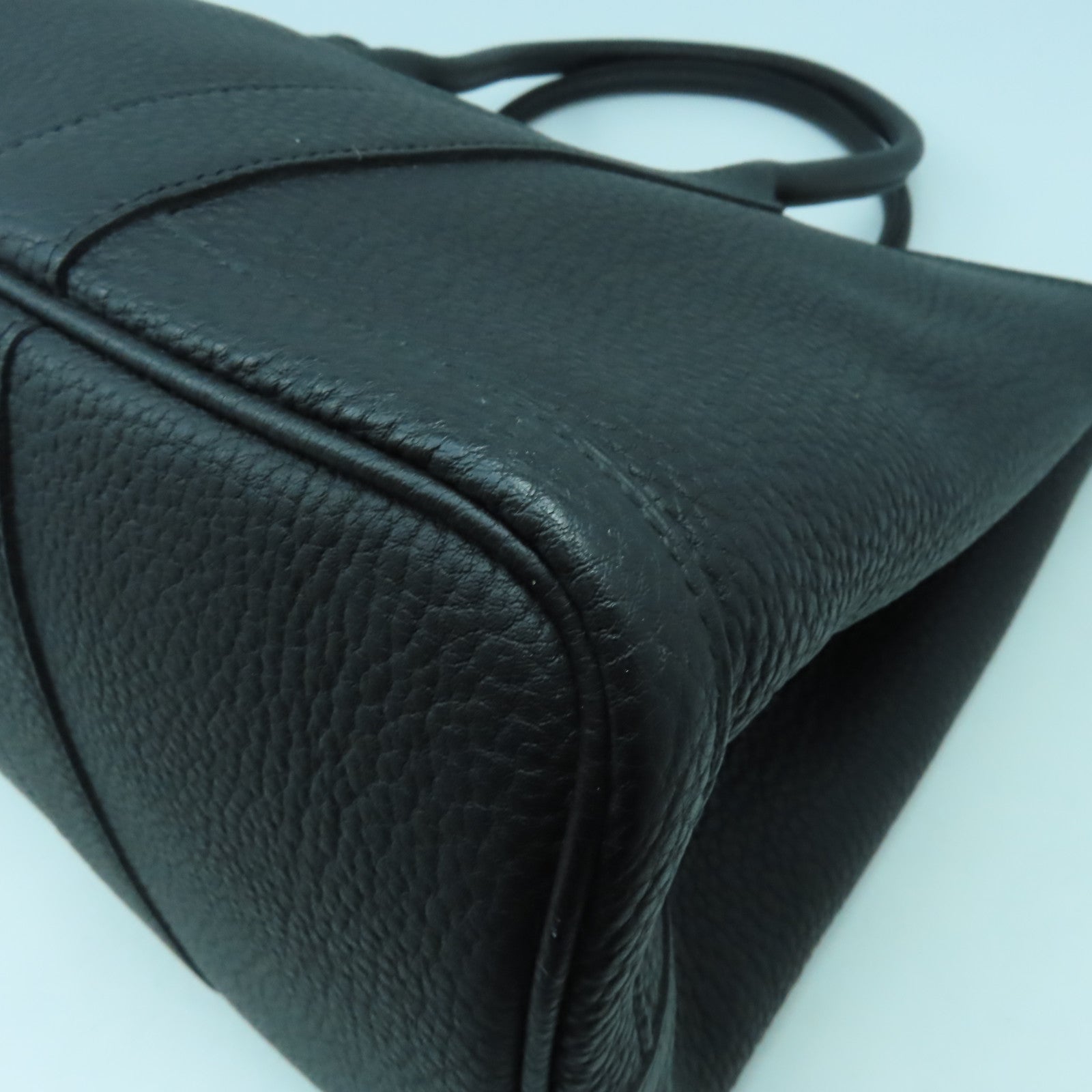 HERMES Country皮革Garden Party PM銀扣手挽袋Noir黑色