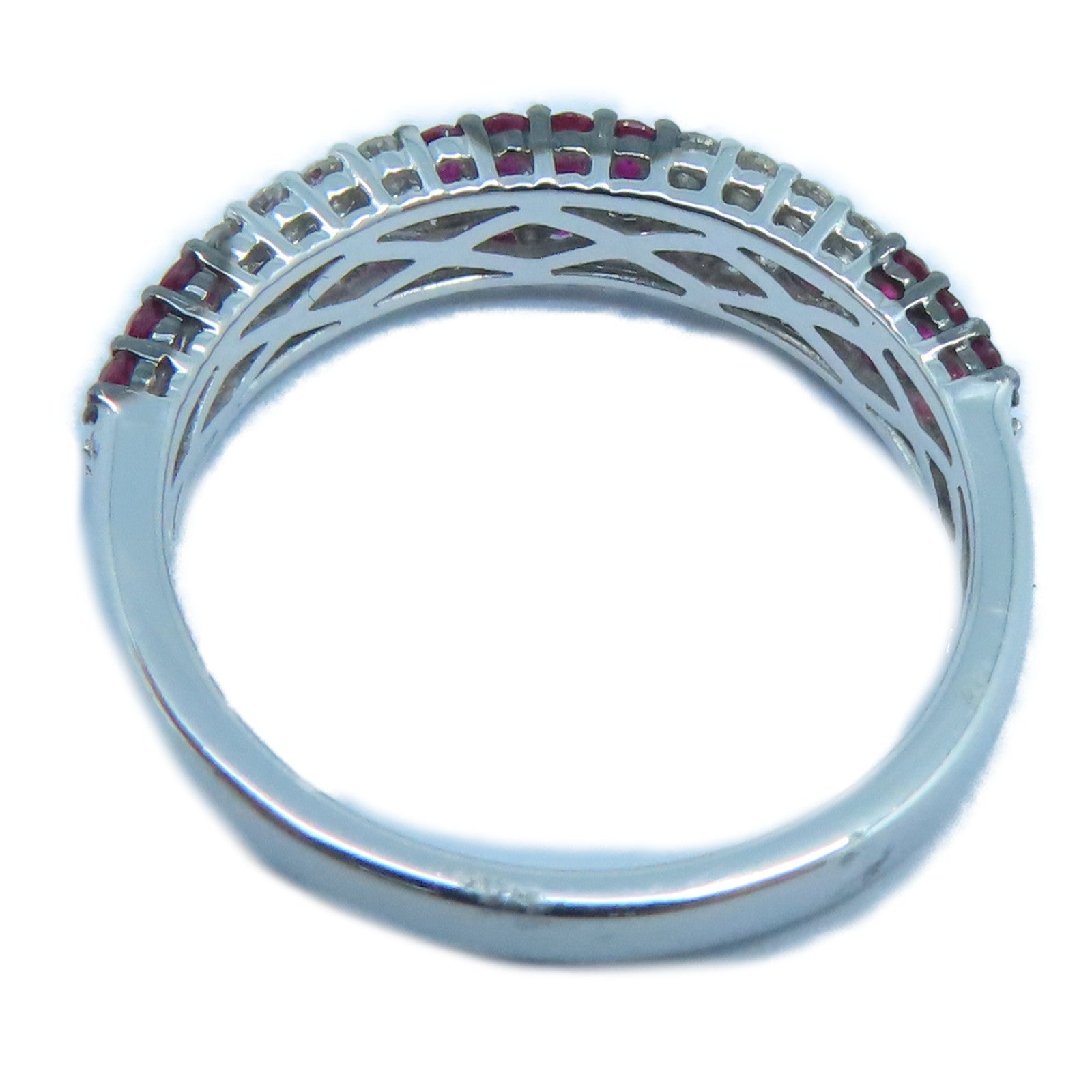 JEWELRY [Sharp Discount] 18K White Gold Ruby Ring 0.37ct Diamond/0.39ct Ruby Ring US#6