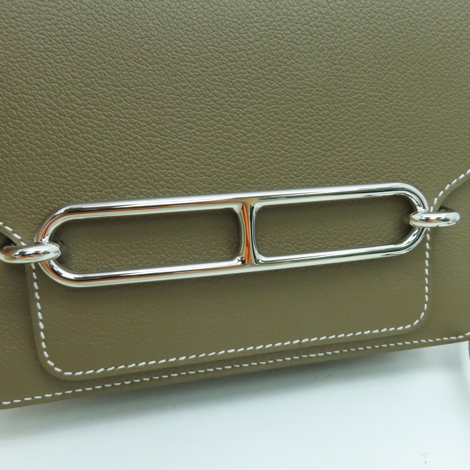 HERMES 【激減優惠】Evercolor皮革Mini Roulis Shoulder Bag銀扣肩背袋大象色