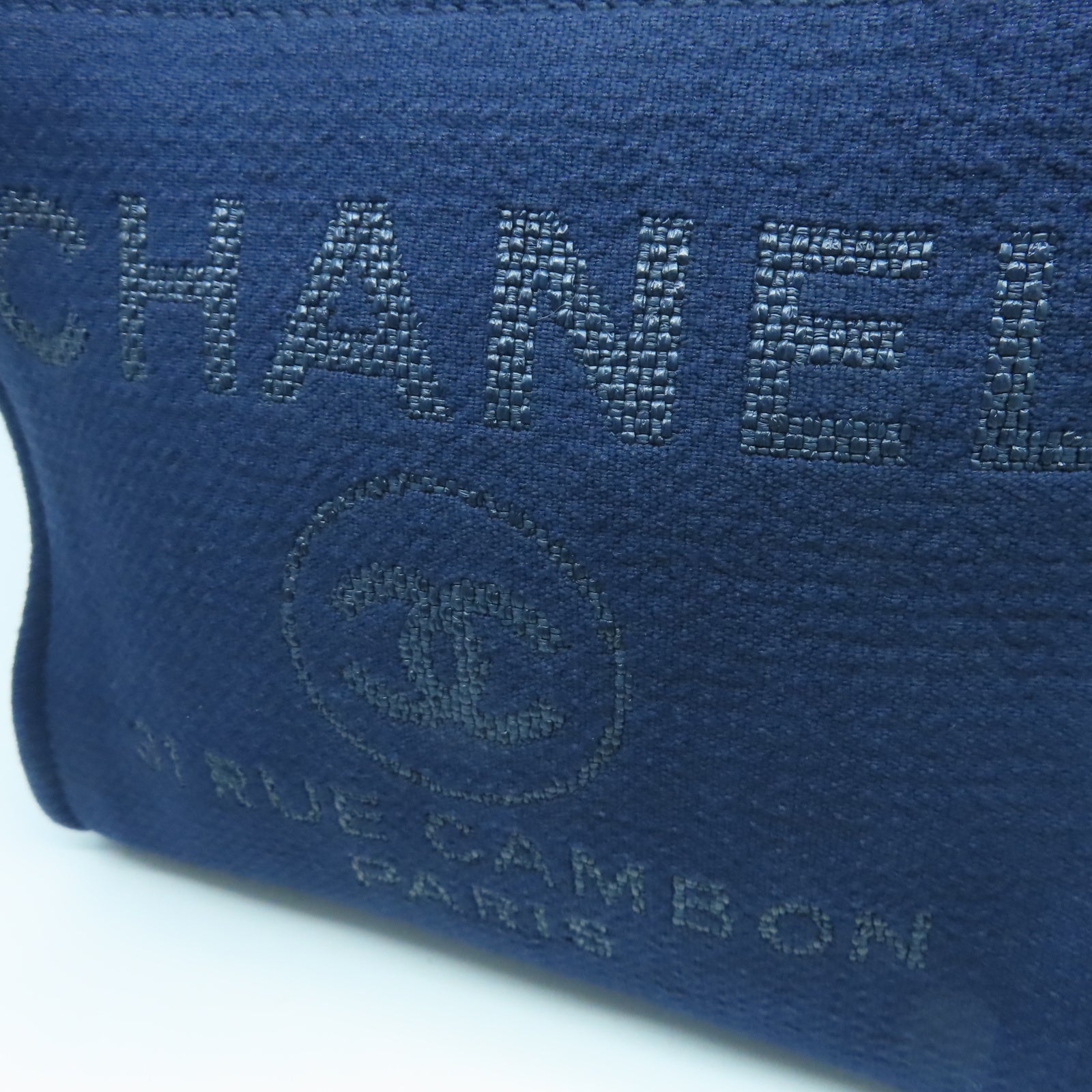 CHANEL 帆布Tote Bag銀扣手挽袋深藍色