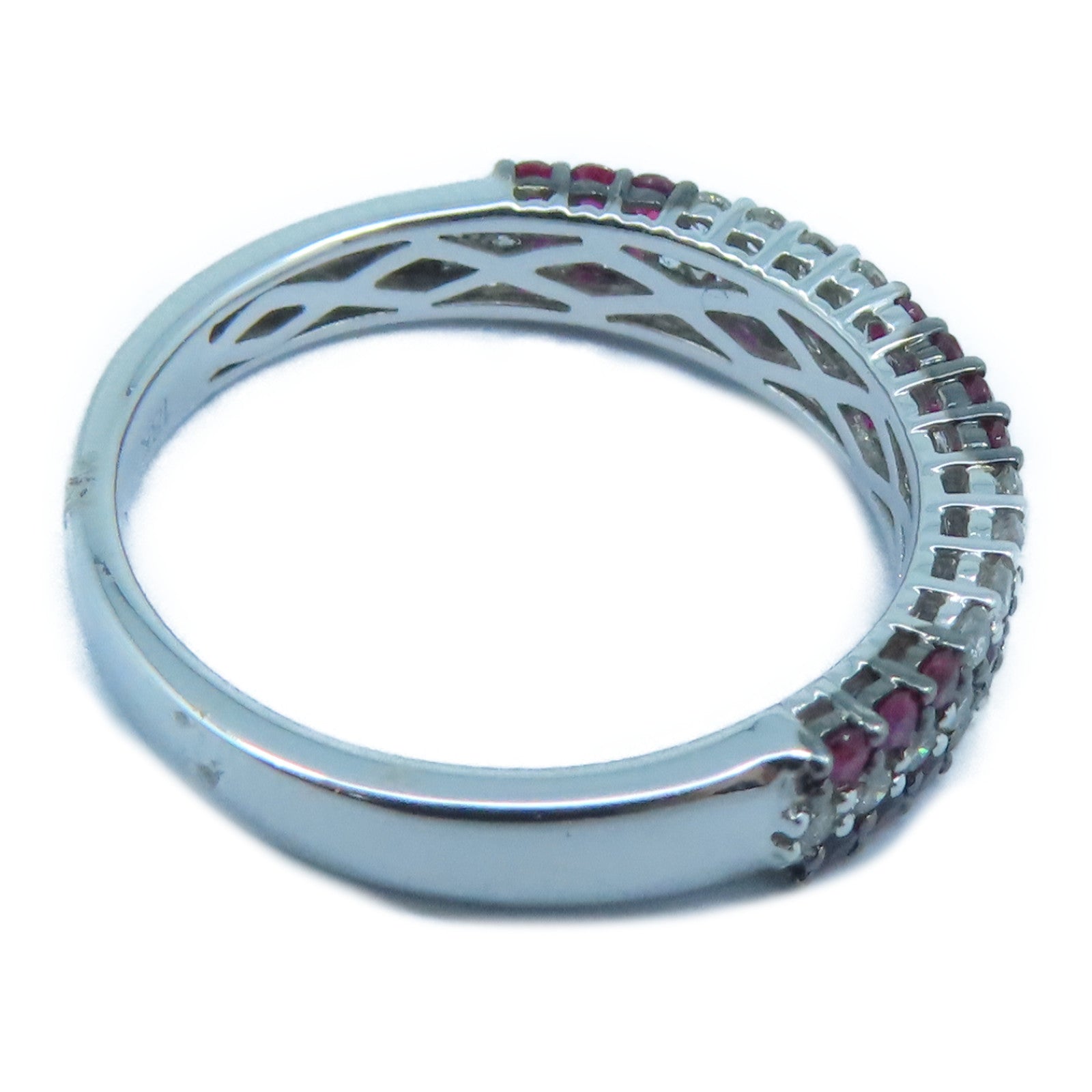 JEWELRY [Sharp Discount] 18K White Gold Ruby Ring 0.37ct Diamond/0.39ct Ruby Ring US#6