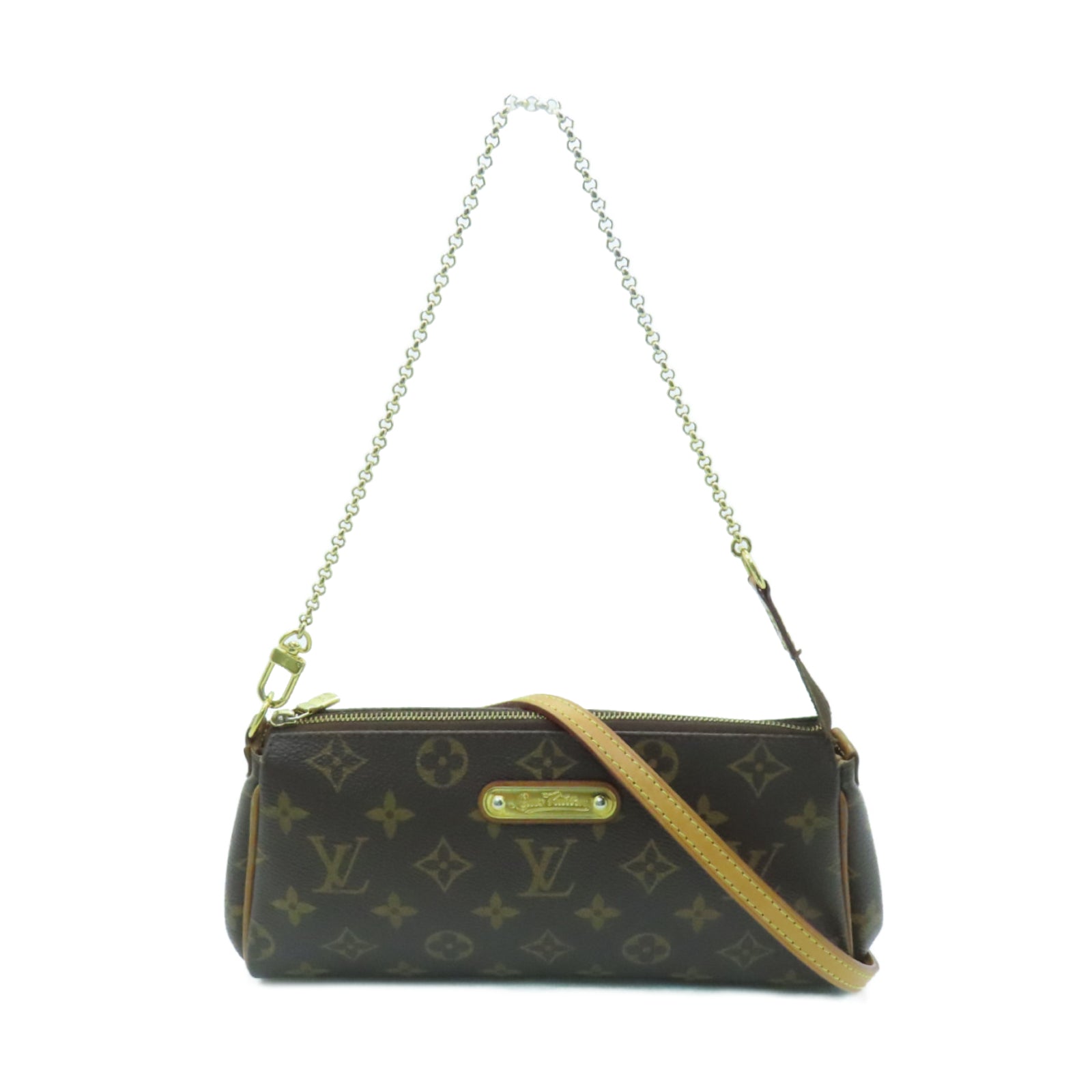 LOUIS VUITTON Monogram Eva Gold Buckle Handle Shoulder Bag Brown