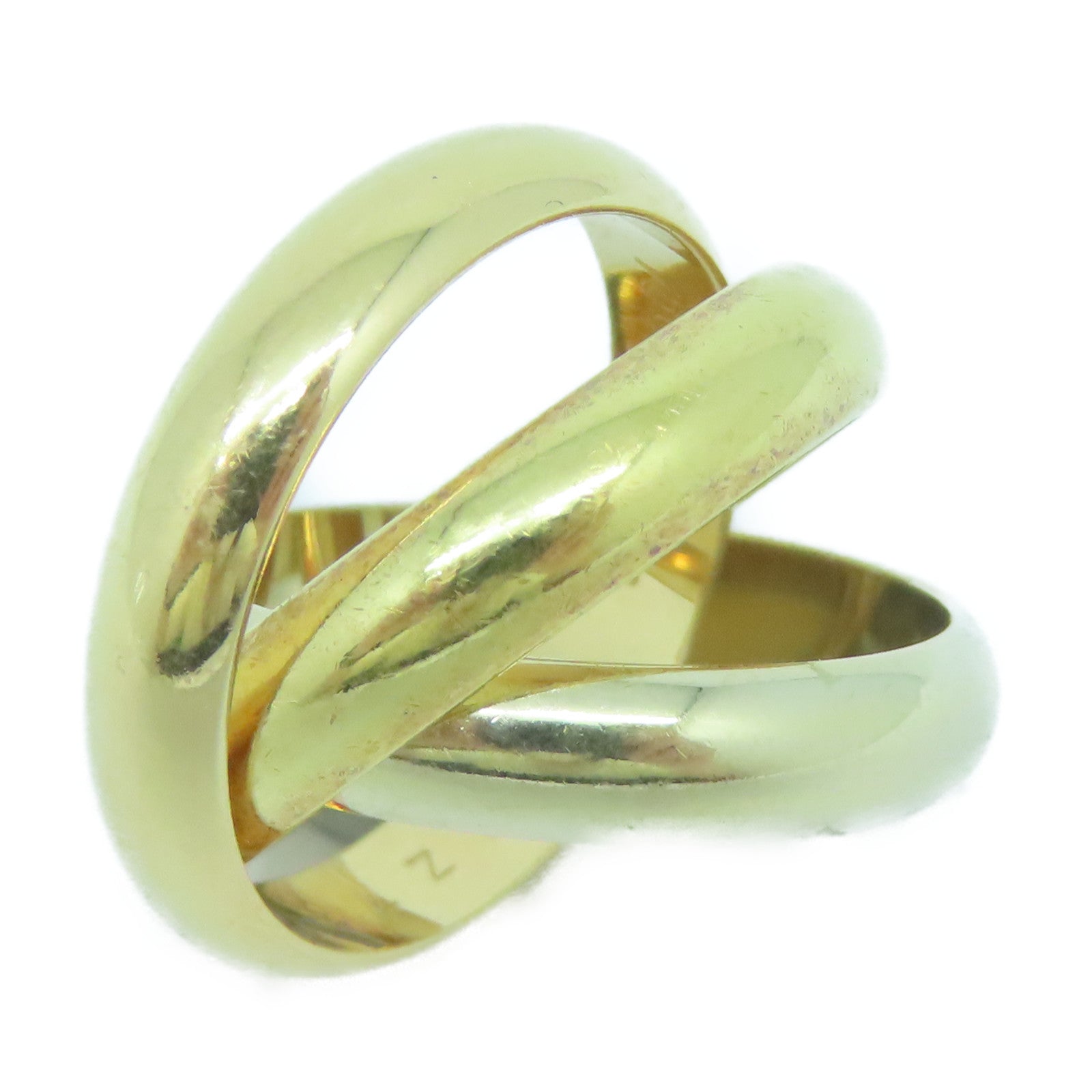 CARTIER 18K黃金/白金/玫瑰金Trinity戒指US#4.75/Cartier#49