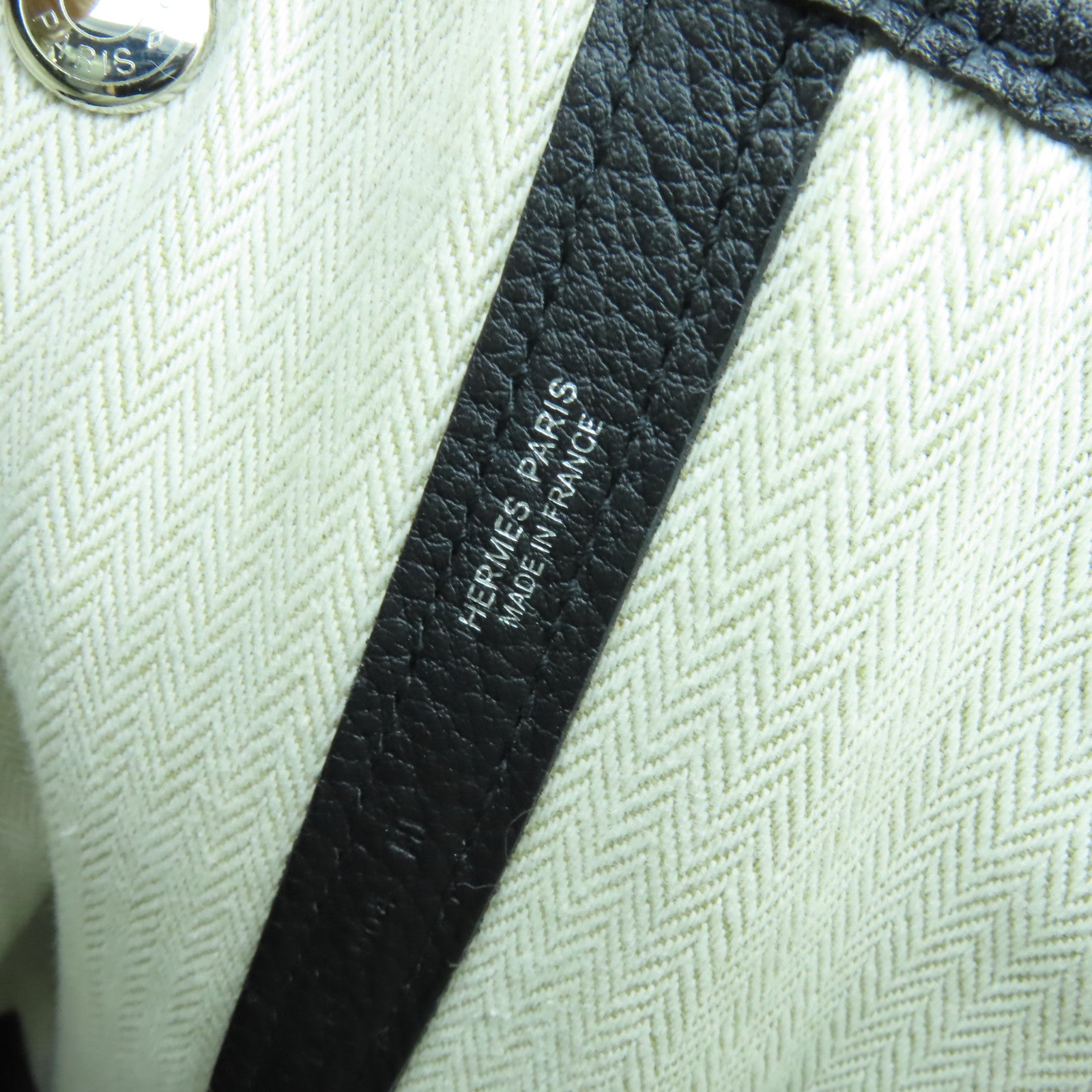 HERMES Country皮革Garden Party PM銀扣手挽袋Noir黑色
