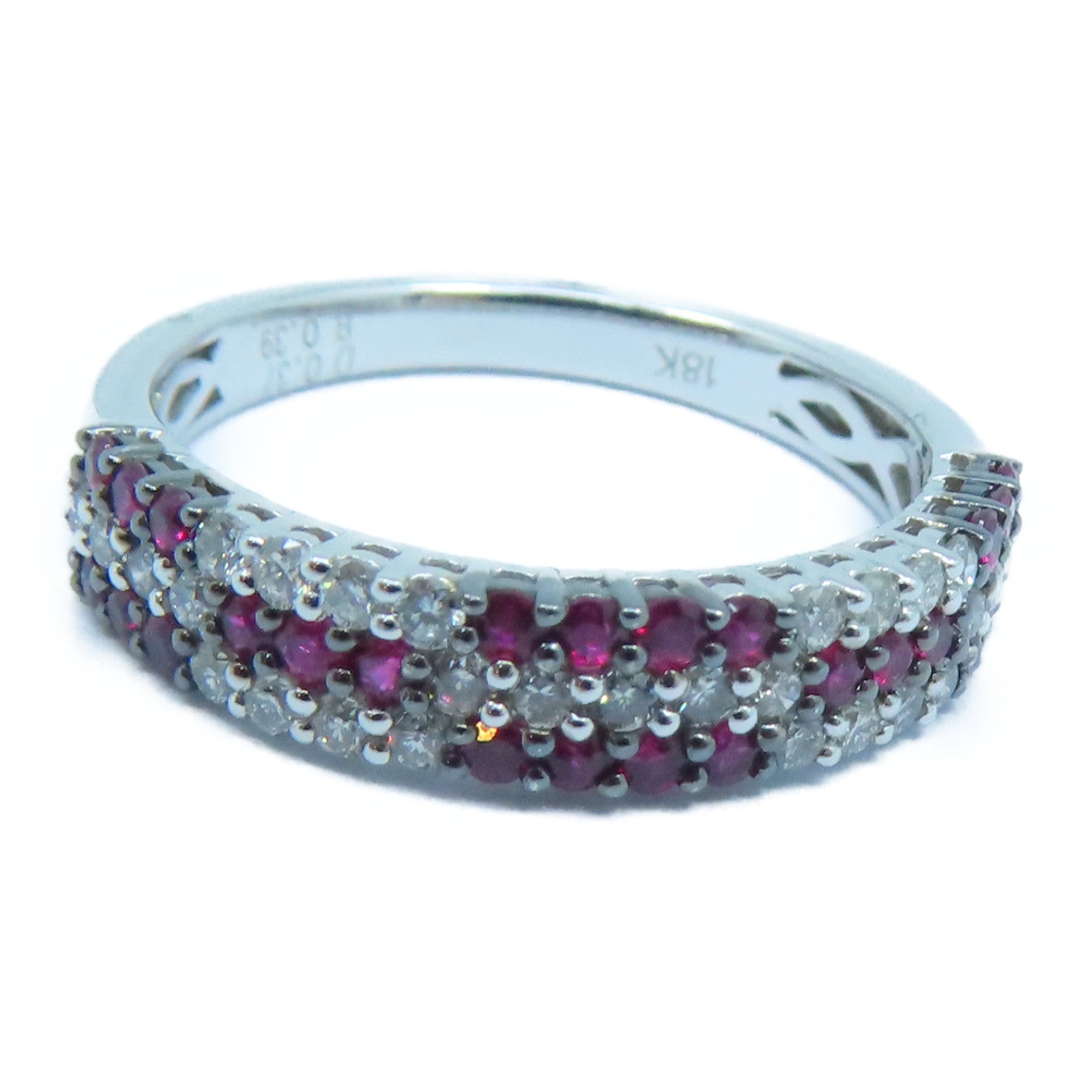 JEWELRY [Sharp Discount] 18K White Gold Ruby Ring 0.37ct Diamond/0.39ct Ruby Ring US#6