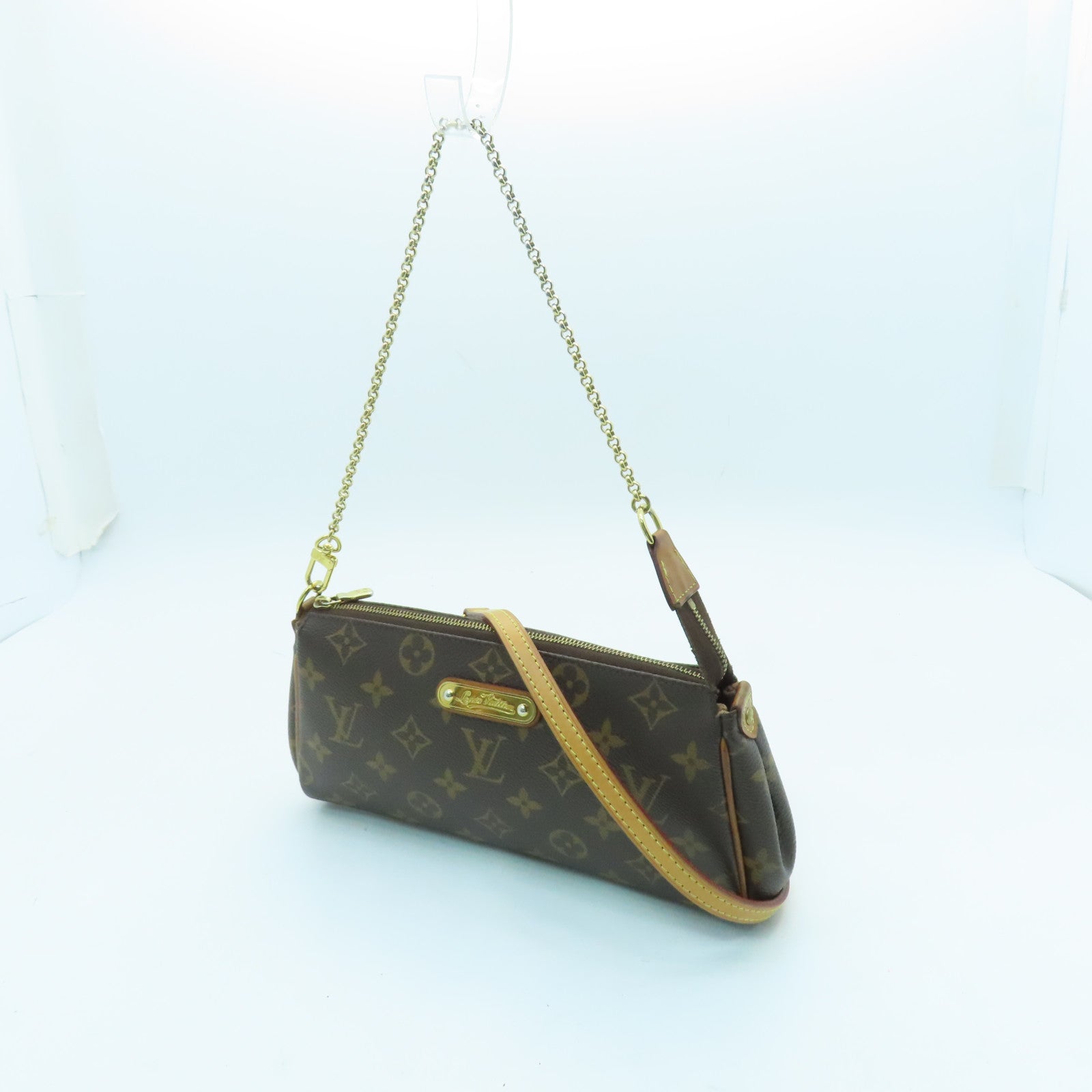 LOUIS VUITTON Monogram Eva Gold Buckle Handle Shoulder Bag Brown
