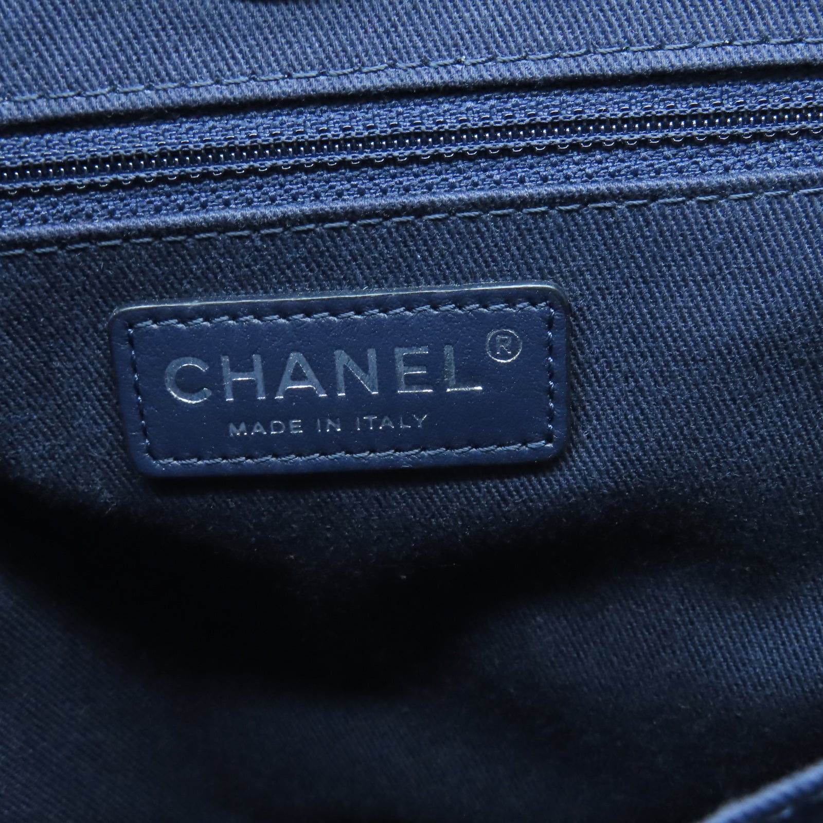 CHANEL 帆布Tote Bag銀扣手挽袋深藍色