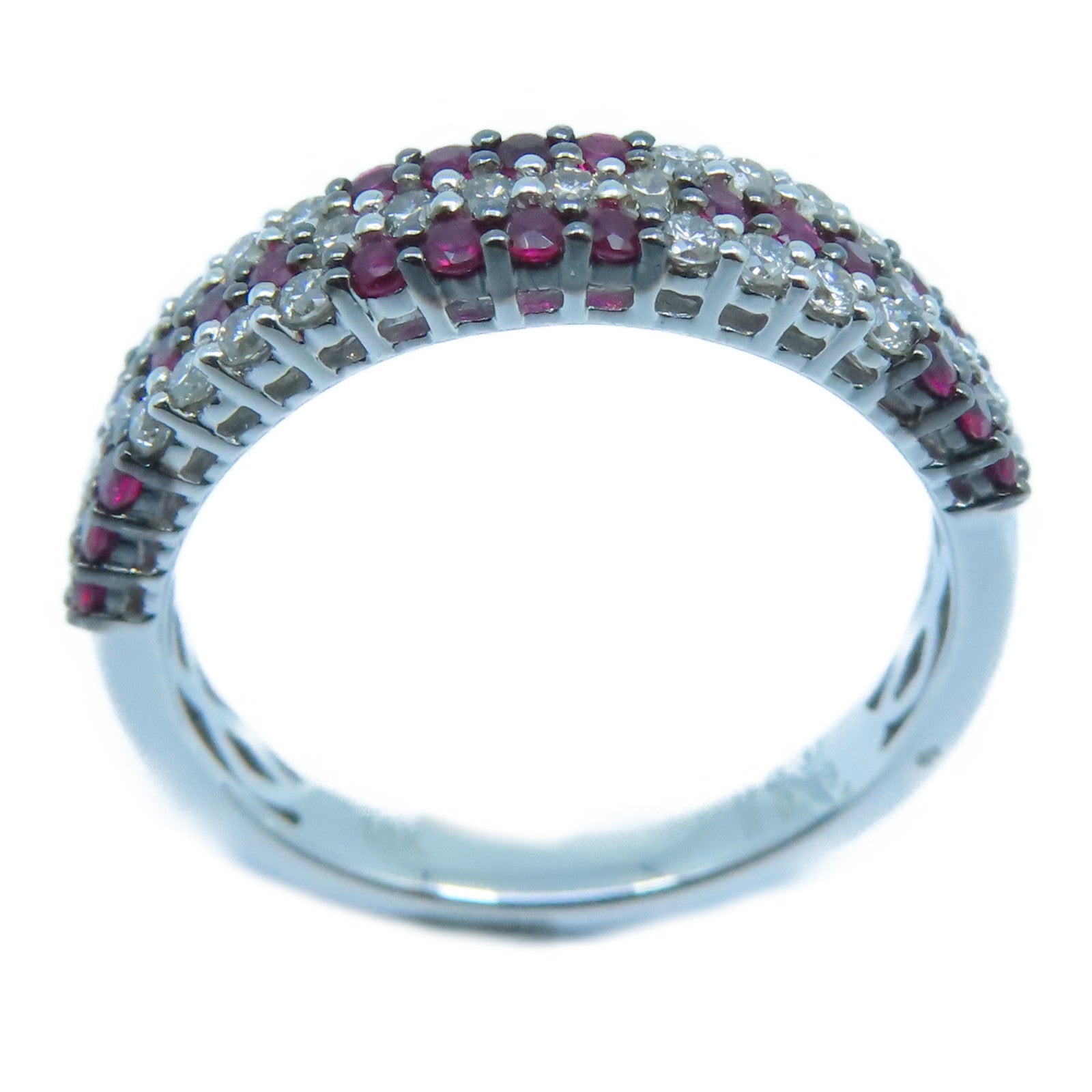 JEWELRY [Sharp Discount] 18K White Gold Ruby Ring 0.37ct Diamond/0.39ct Ruby Ring US#6