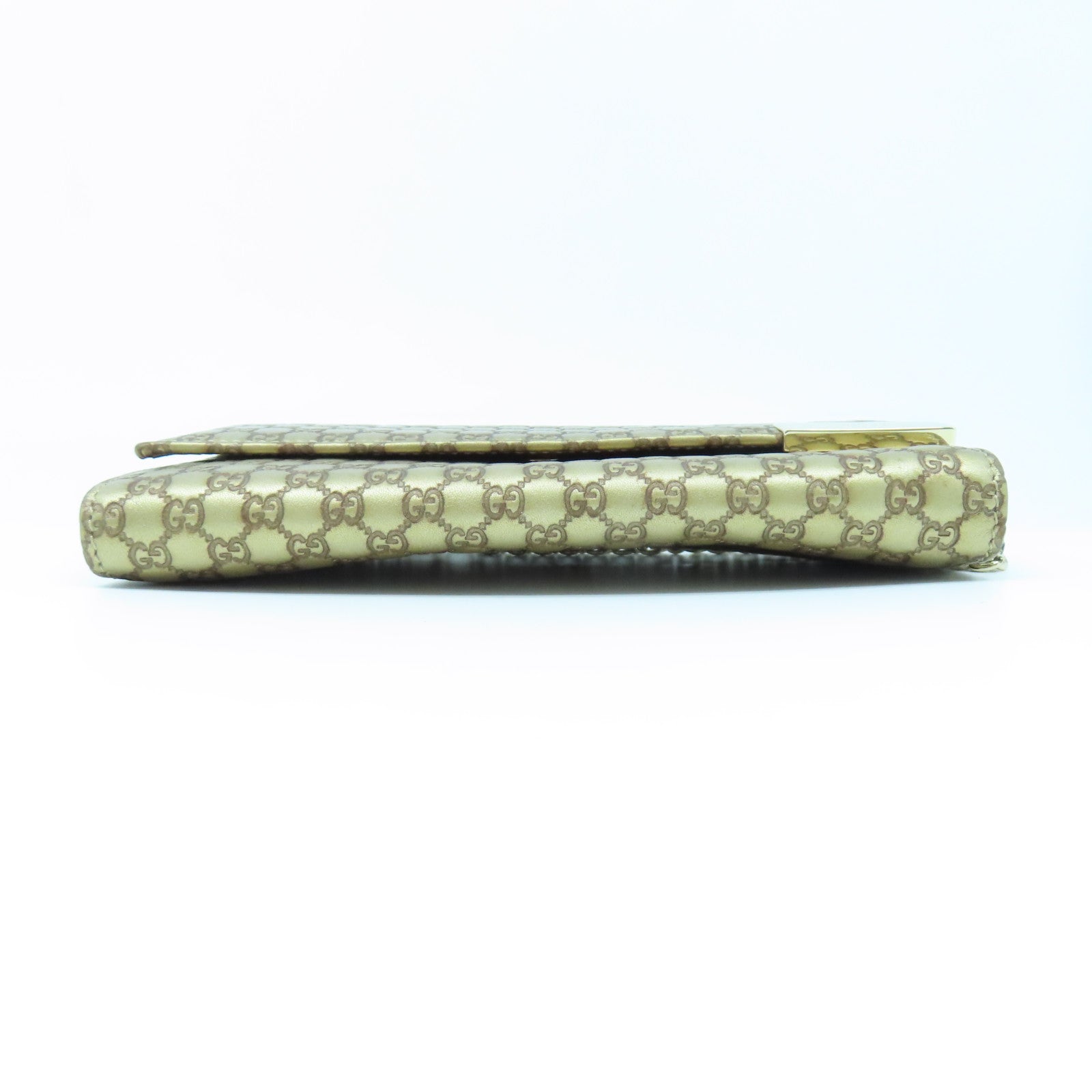 GUCCI 牛皮皮革Chain Shoulder金扣链带肩背袋金色