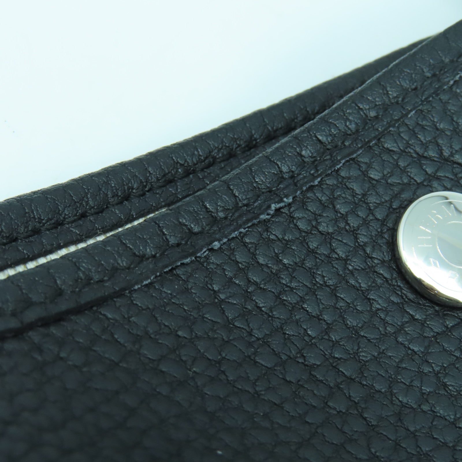HERMES Country皮革Garden Party PM銀扣手挽袋Noir黑色