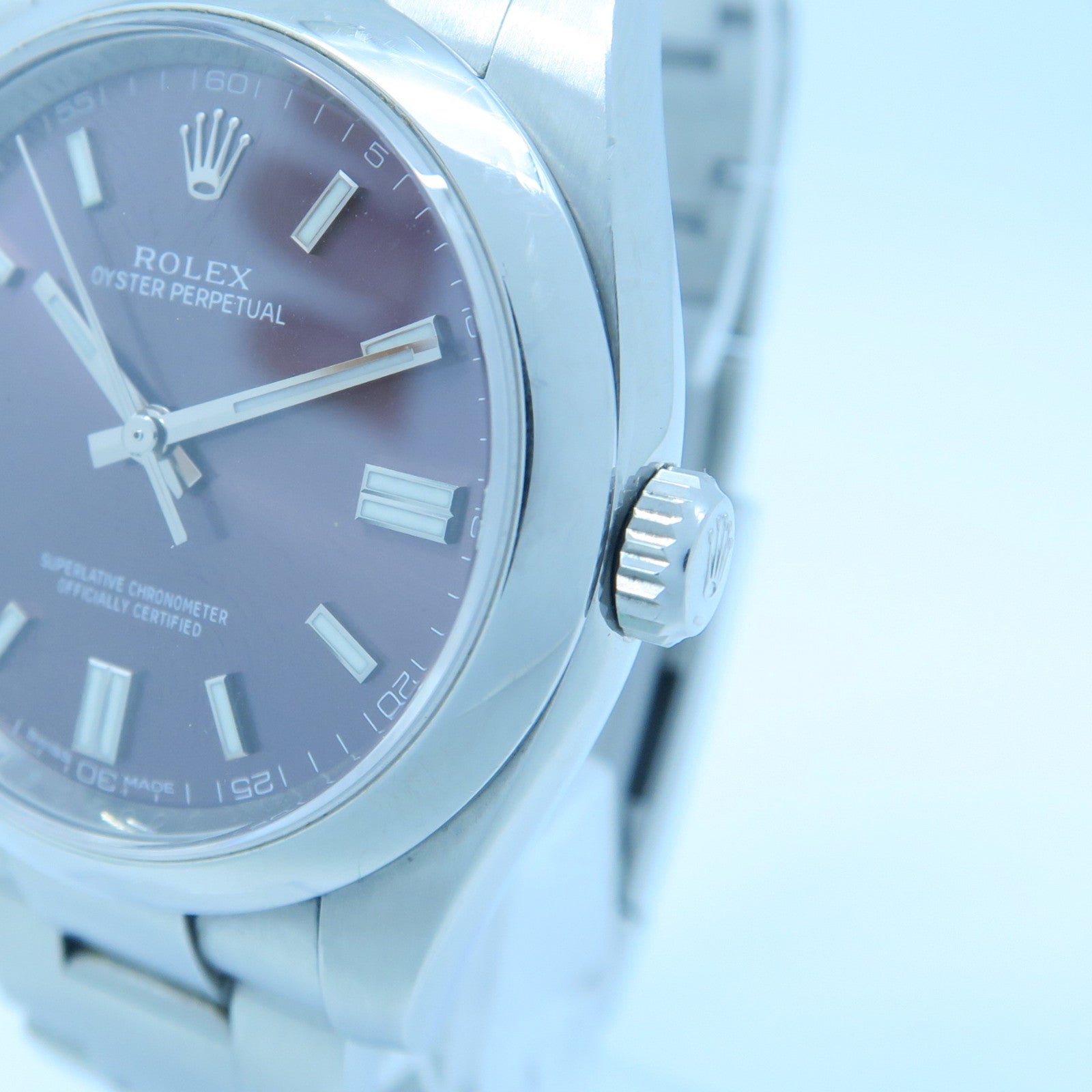 ROLEX Oyster Perpetual Stainless Steel Watch Automatic Movement Purple