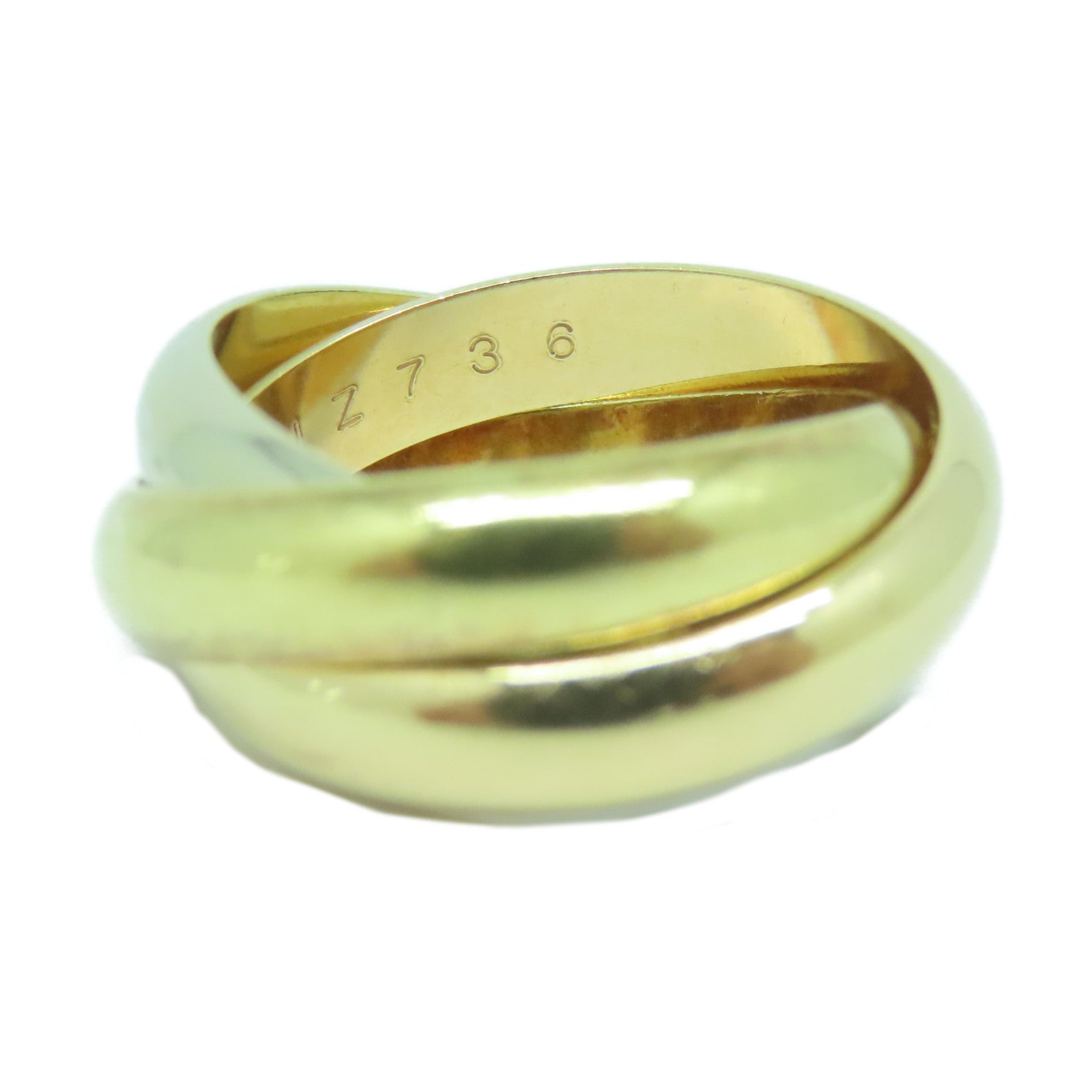 CARTIER 18K黃金/白金/玫瑰金Trinity戒指US#4.75/Cartier#49