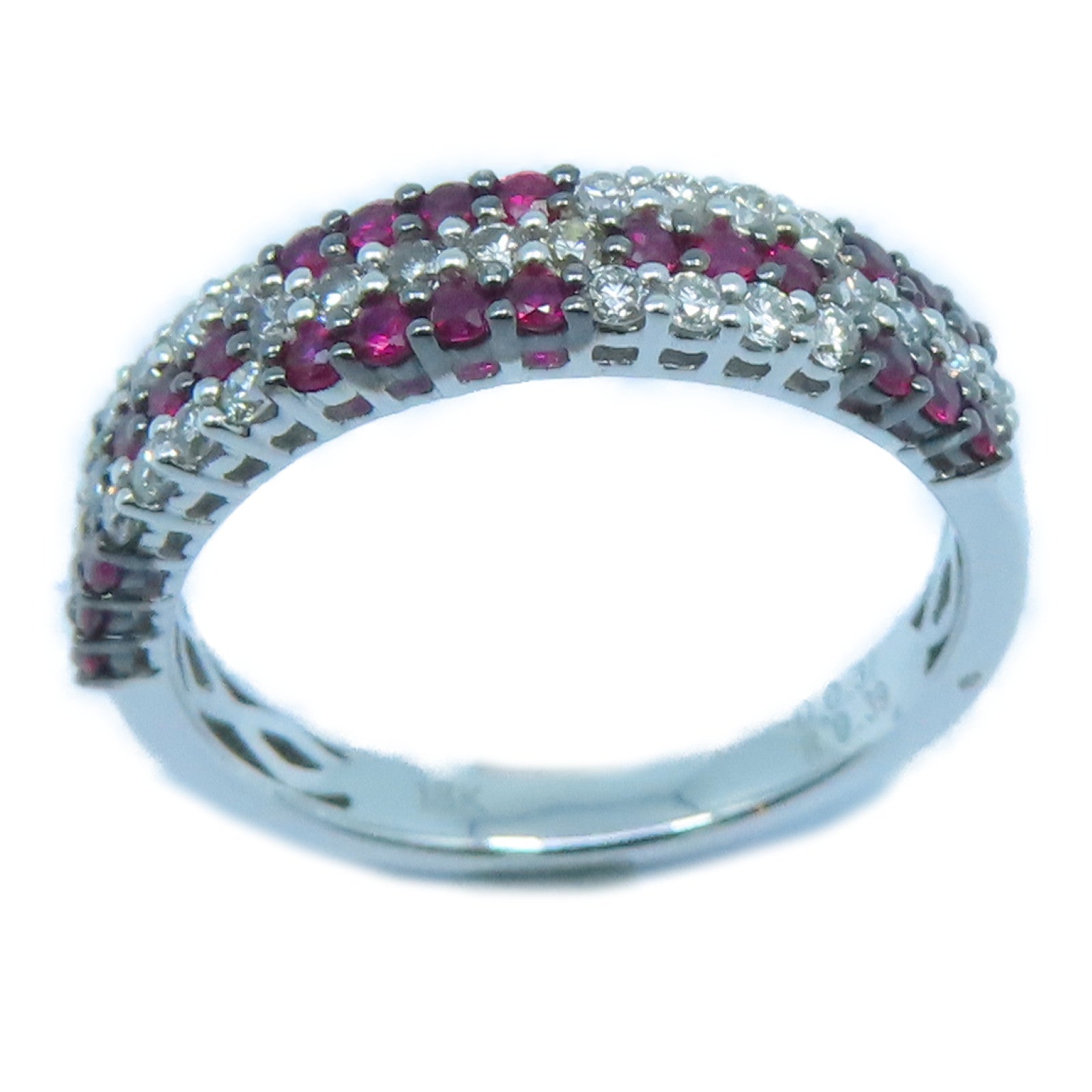 JEWELRY [Sharp Discount] 18K White Gold Ruby Ring 0.37ct Diamond/0.39ct Ruby Ring US#6