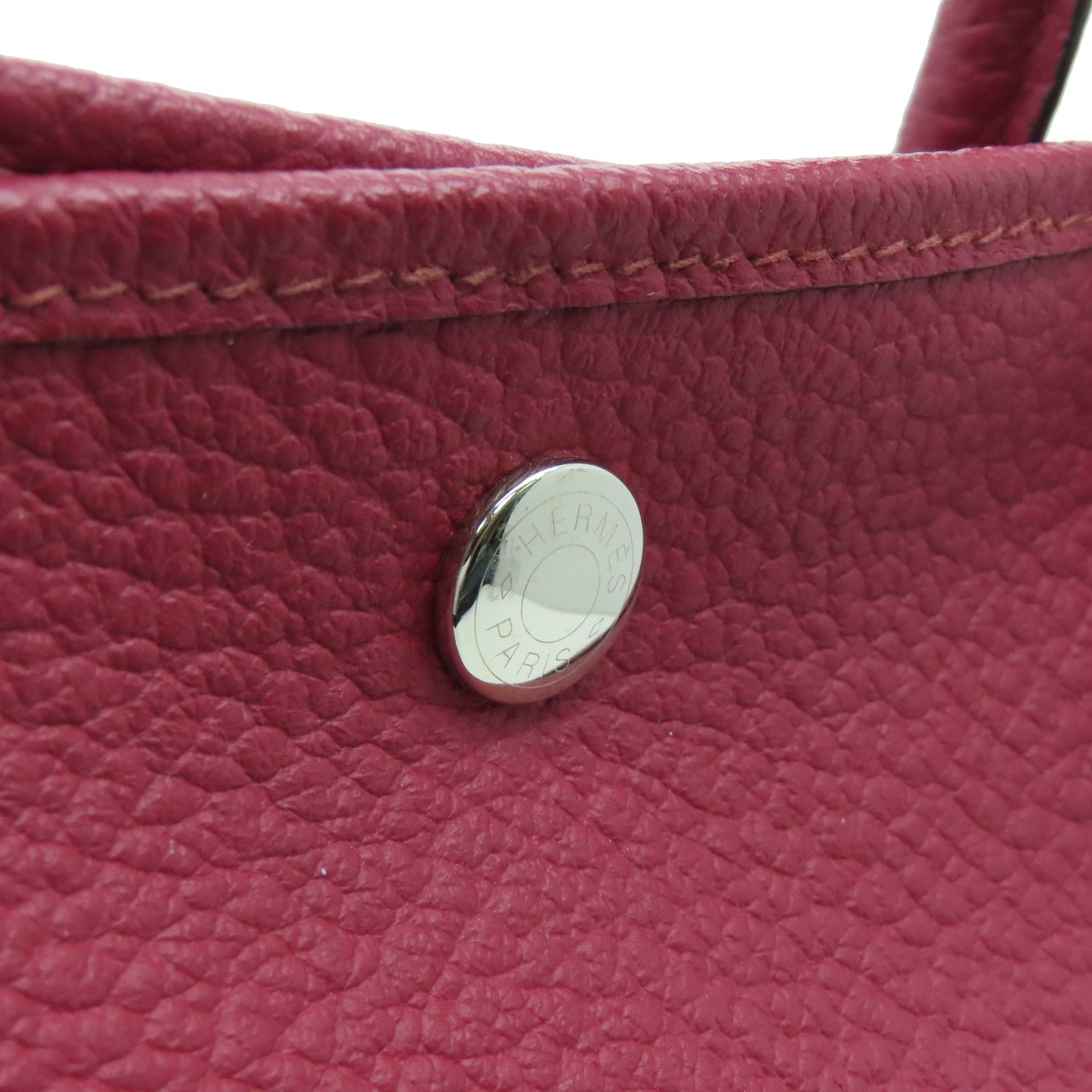 HERMES [Sharp Reduction Offer] Negonda Leather Garden Party PM Silver Buckle Shoulder Bag Red
