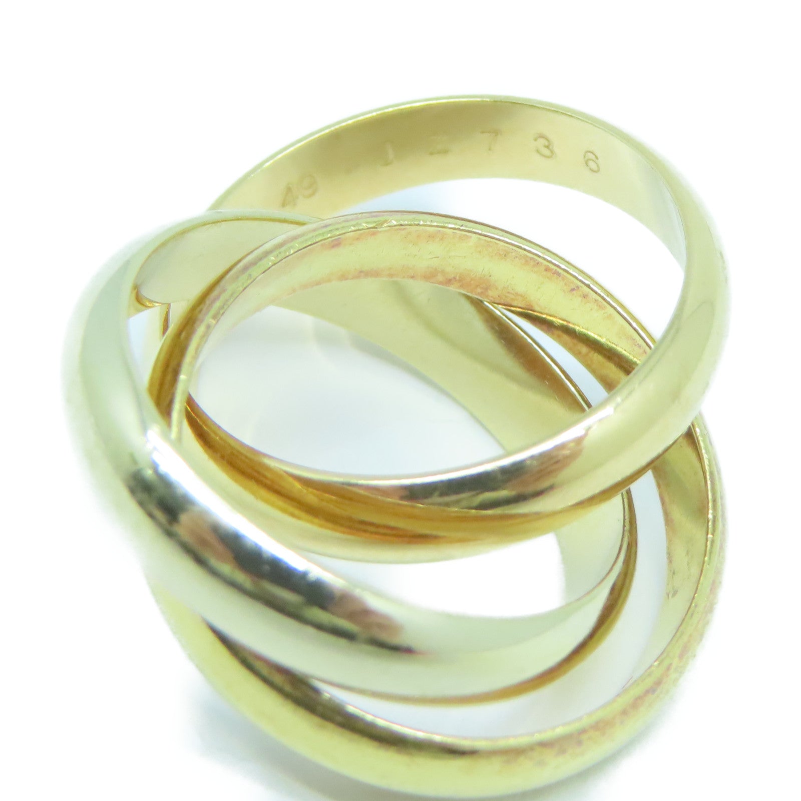 CARTIER 18K黃金/白金/玫瑰金Trinity戒指US#4.75/Cartier#49