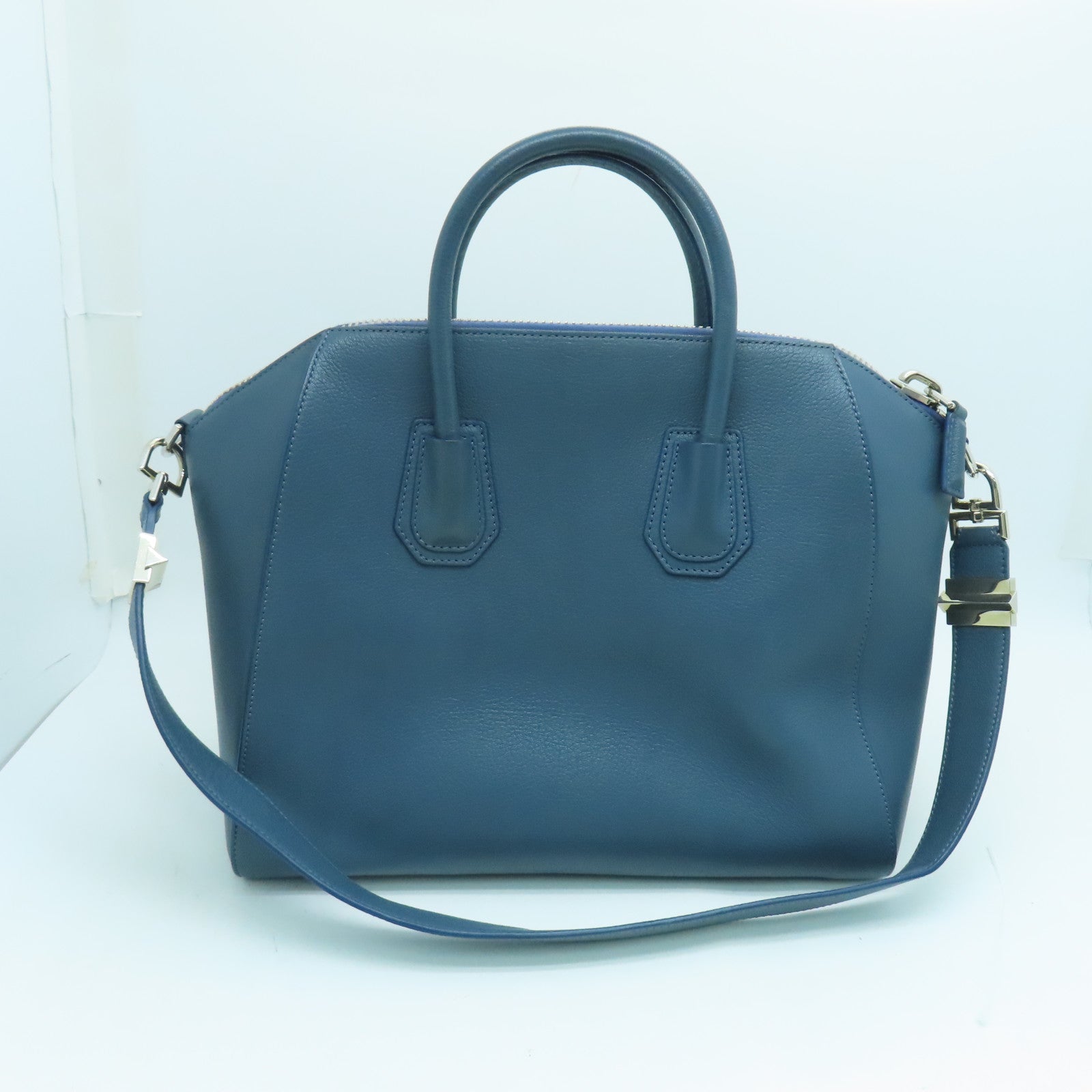 GIVENCHY 牛皮皮革Antignoa银扣手挽肩背两用袋蓝色