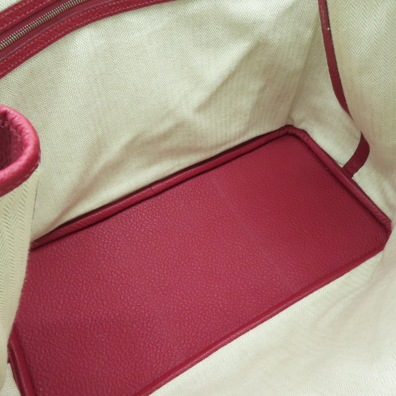 HERMES [Sharp Reduction Offer] Negonda Leather Garden Party PM Silver Buckle Shoulder Bag Red