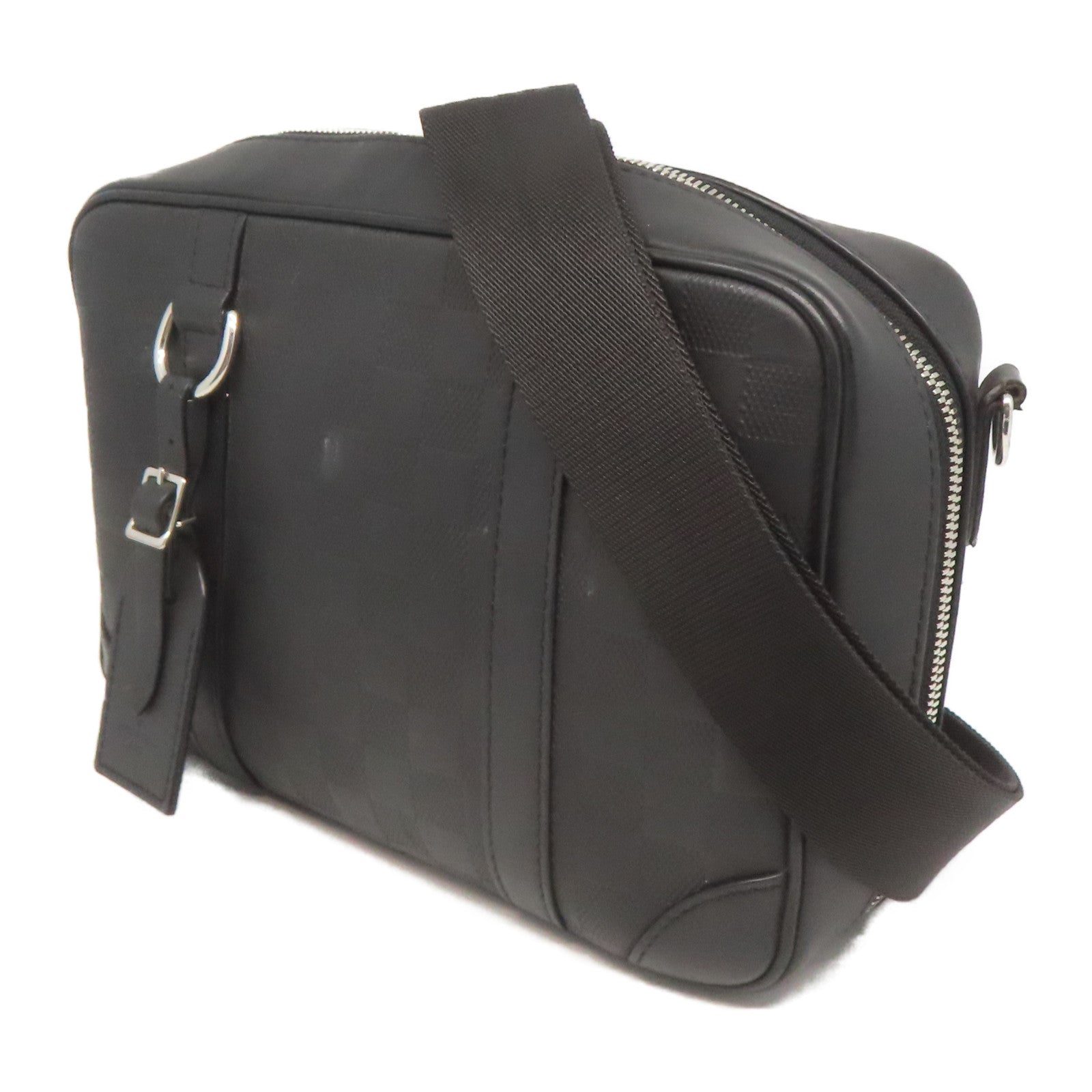 LOUIS VUITTON Damier Infini Sirius Messenger Bag銀扣肩背袋黑色