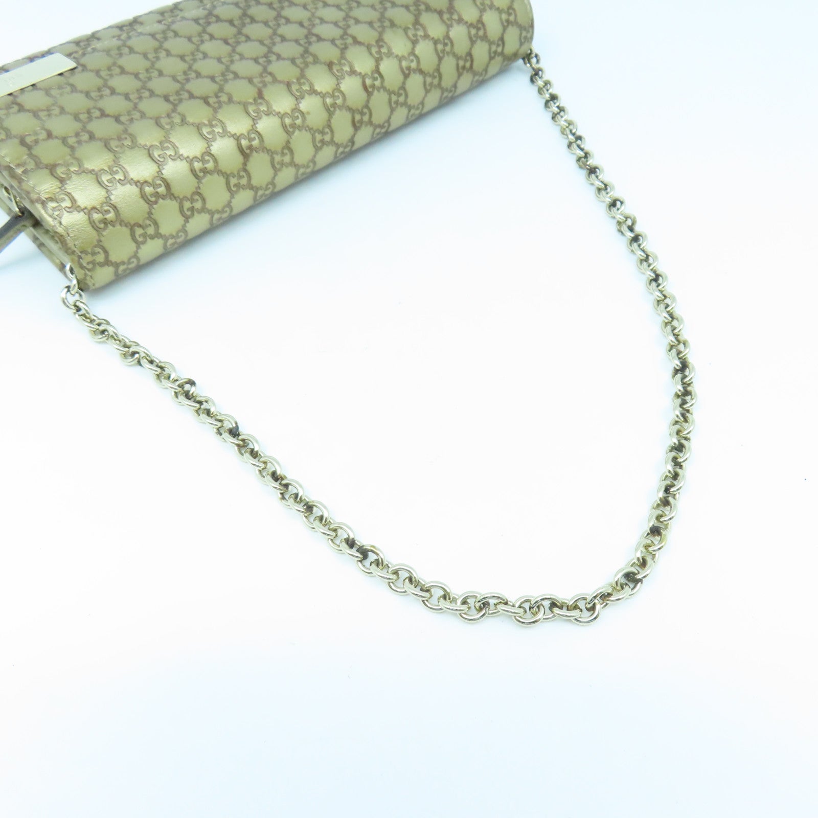 GUCCI 牛皮皮革Chain Shoulder金扣链带肩背袋金色
