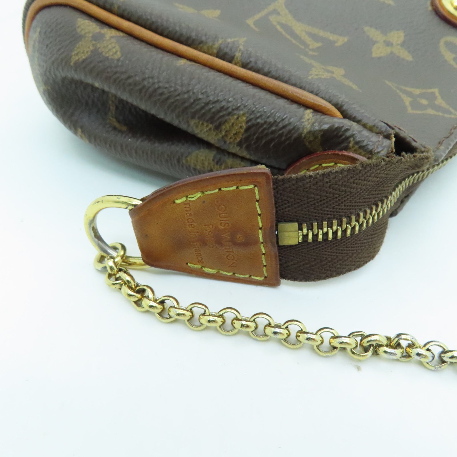 LOUIS VUITTON Monogram Eva Gold Buckle Handle Shoulder Bag Brown