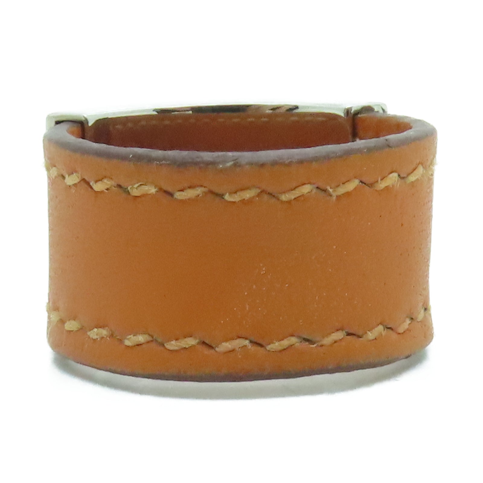 HERMES Veau Swift皮革Ring银扣戒指US#7