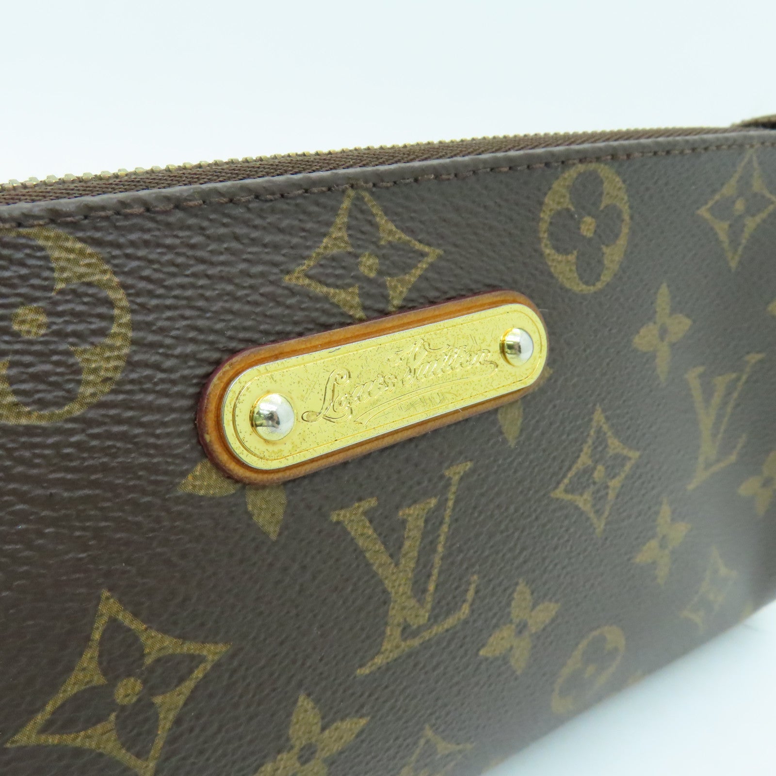 LOUIS VUITTON Monogram Eva Gold Buckle Handle Shoulder Bag Brown