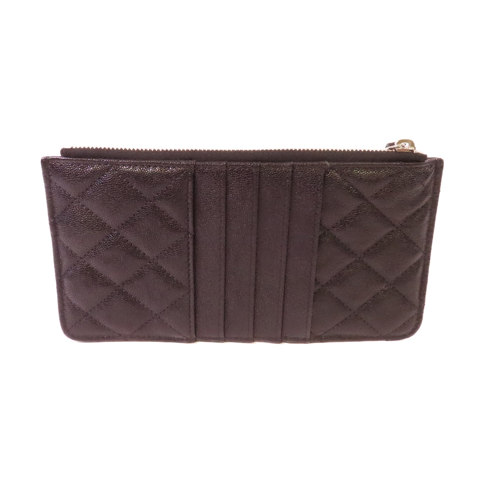 CHANEL 菱格Caviar皮革Boy Chanel Phone/Card Holder銀扣手機卡片套黑色