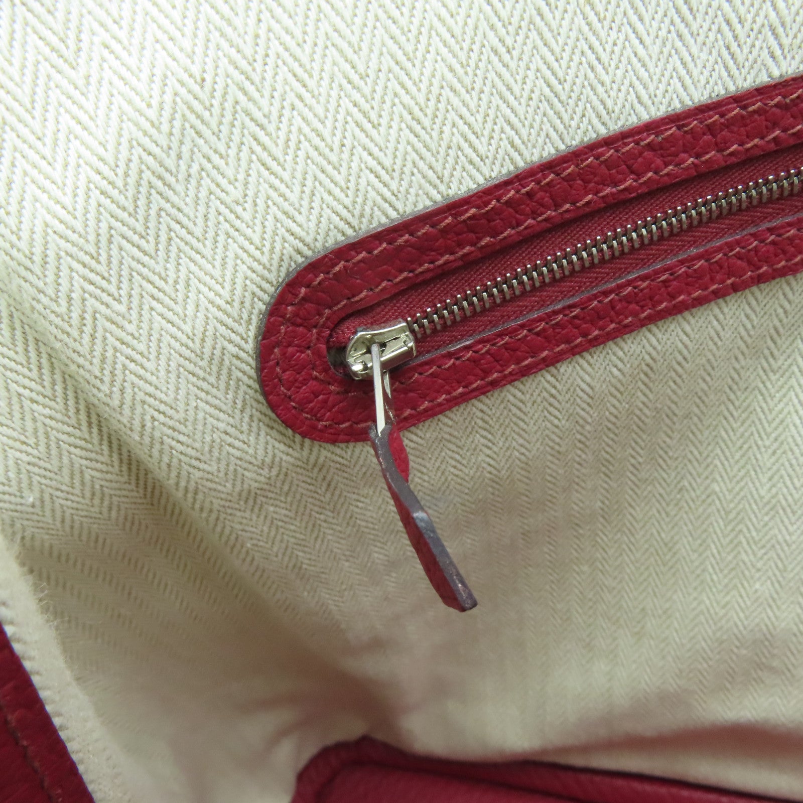 HERMES [Sharp Reduction Offer] Negonda Leather Garden Party PM Silver Buckle Shoulder Bag Red