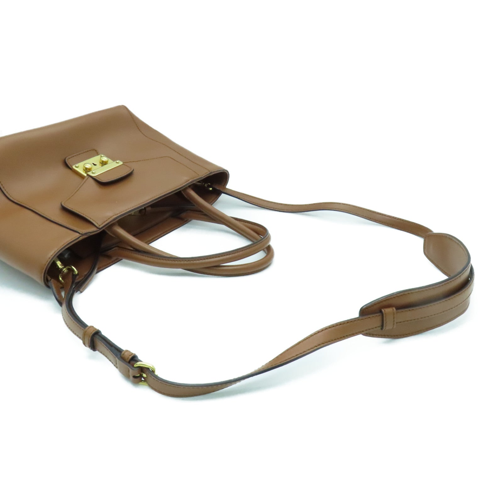 Miu Miu 牛皮皮革2way Shoulder Bag金扣手挽肩背两用袋啡色