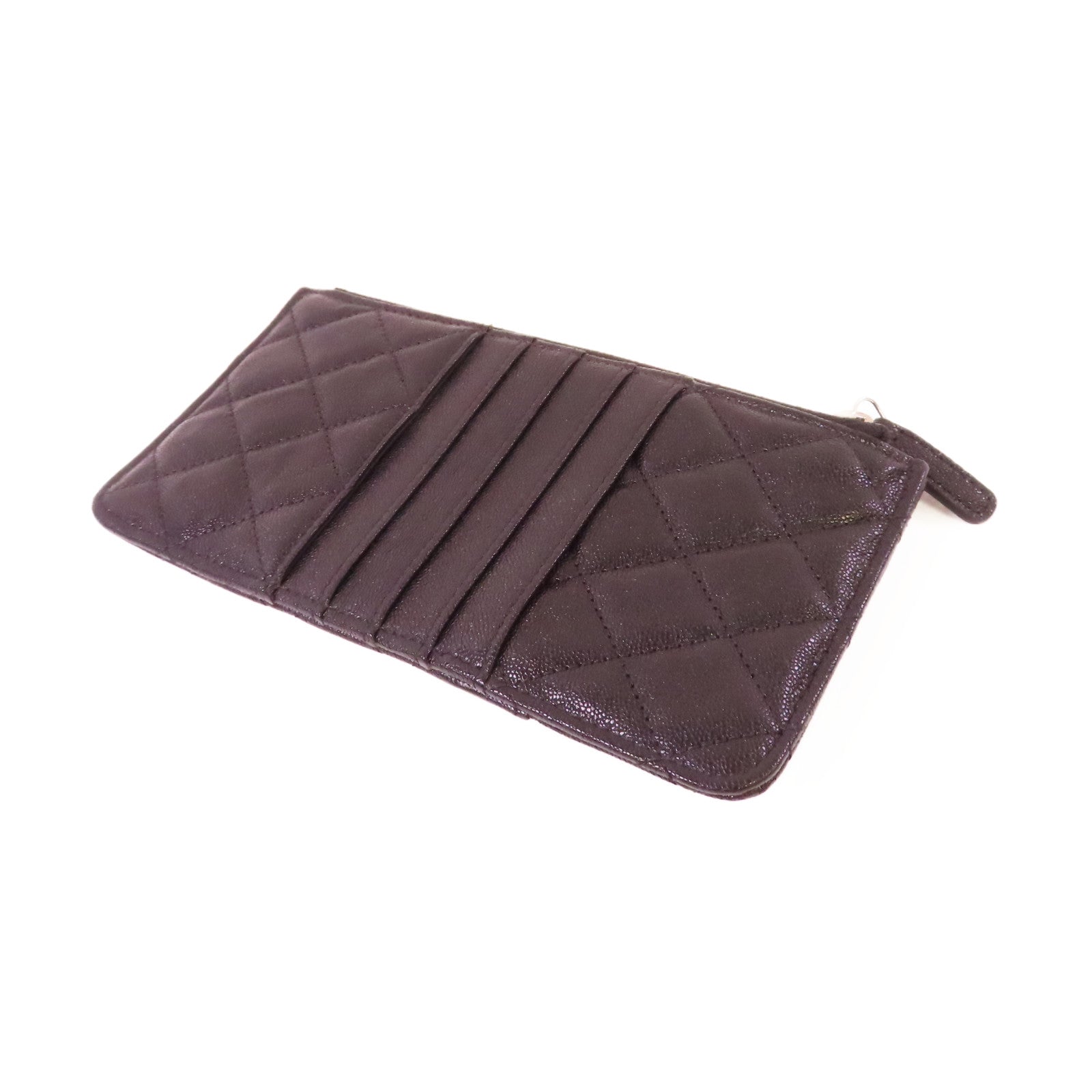 CHANEL 菱格Caviar皮革Boy Chanel Phone/Card Holder銀扣手機卡片套黑色