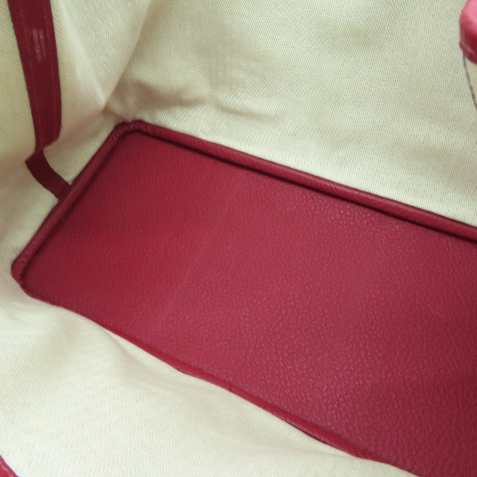 HERMES [Sharp Reduction Offer] Negonda Leather Garden Party PM Silver Buckle Shoulder Bag Red
