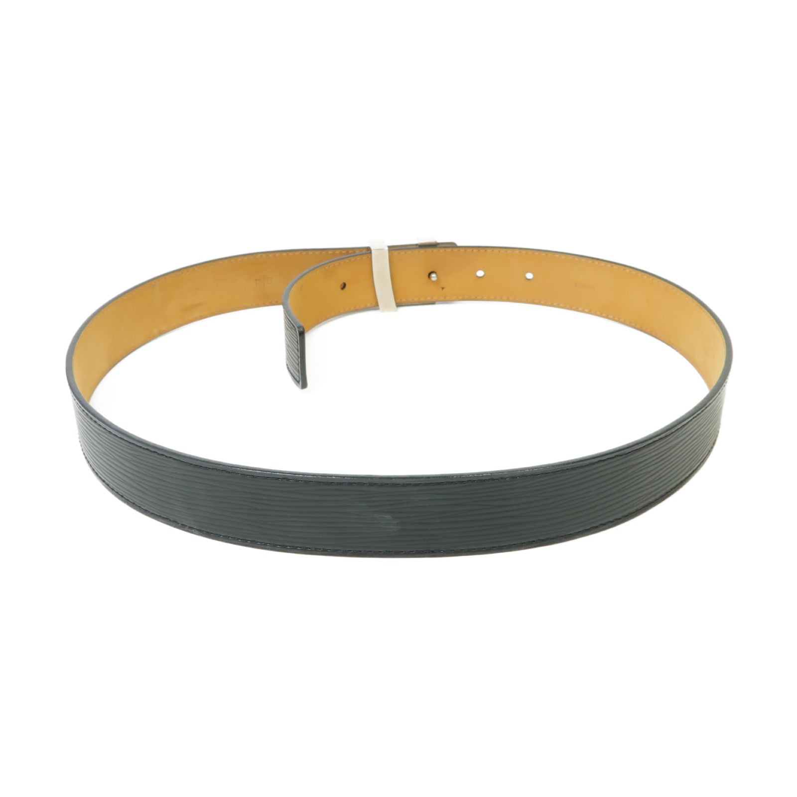 LOUIS VUITTON Epi Belt銀扣皮帶黒色