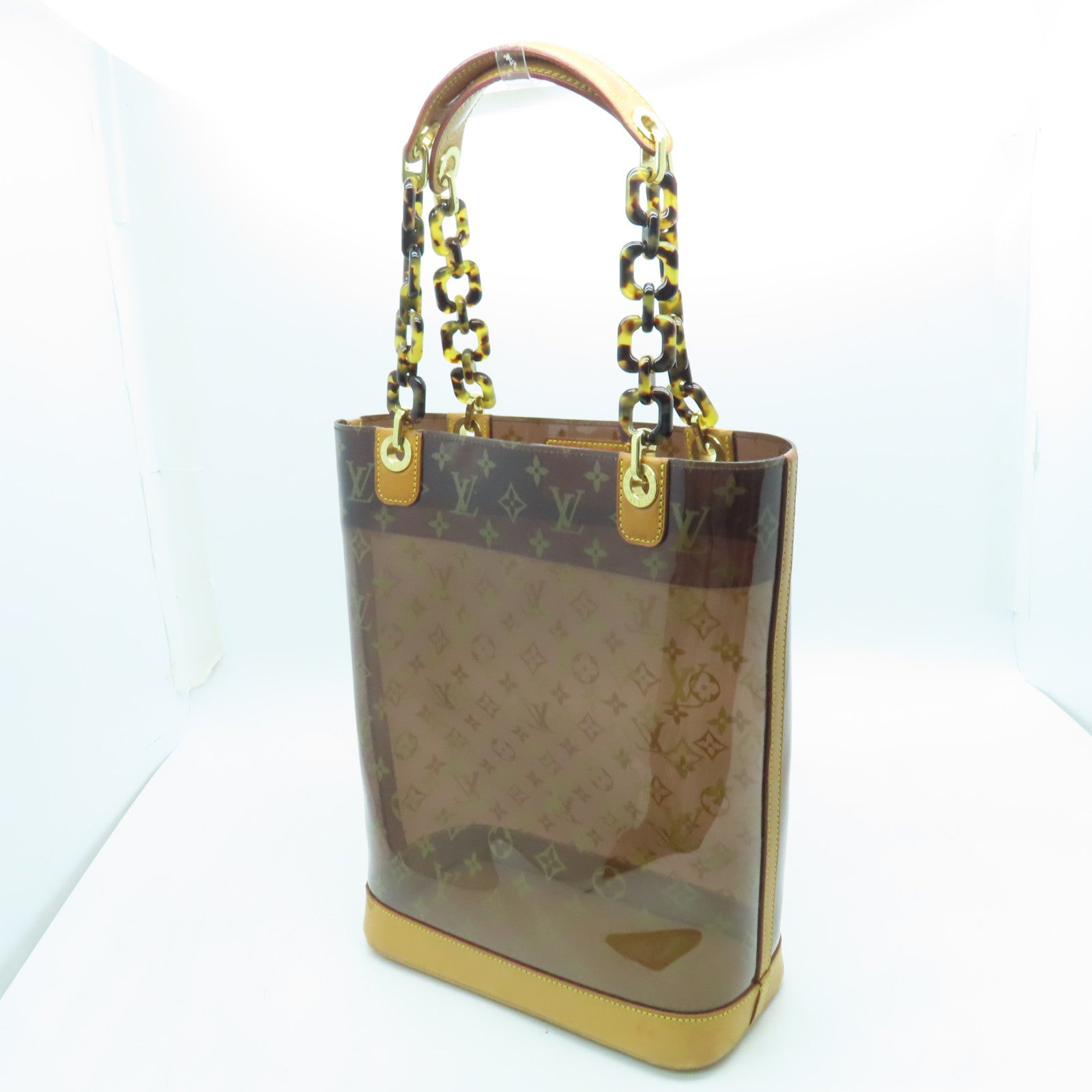 LOUIS VUITTON Monogram Vinyl Clear Cabas Sac Ambre PM金扣肩背袋啡色/半透明
