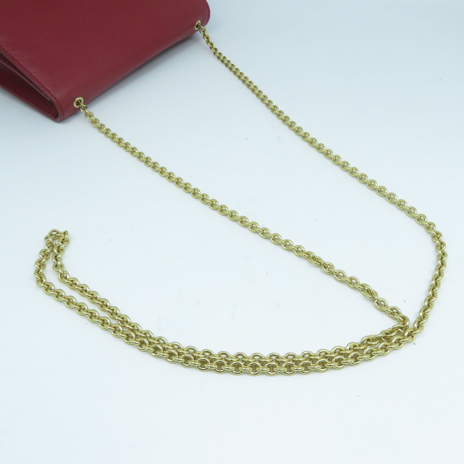 Salvatore Ferragamo 牛皮皮革Chain Shoulder Bag金扣鏈帶肩背袋紅色