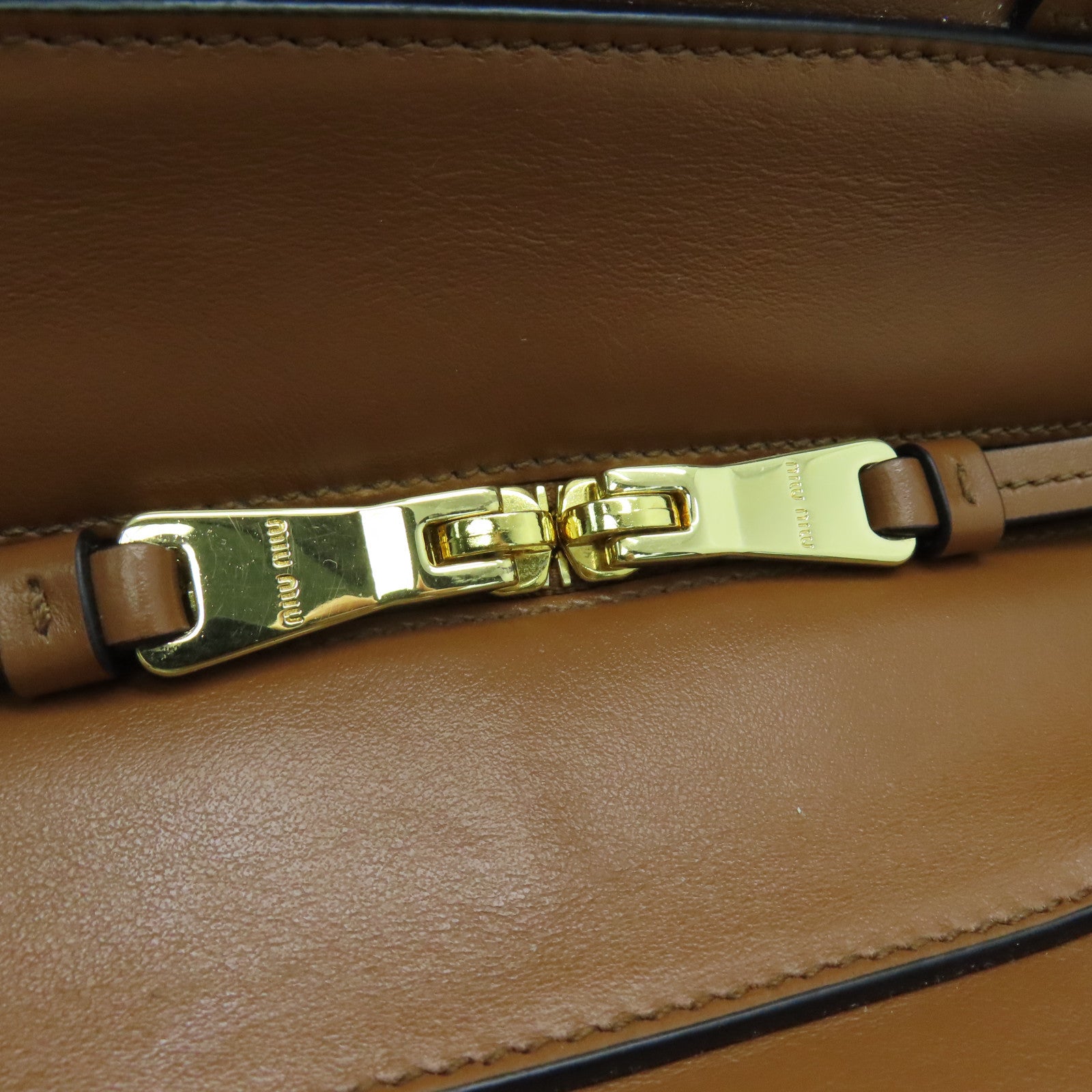 Miu Miu 牛皮皮革2way Shoulder Bag金扣手挽肩背两用袋啡色