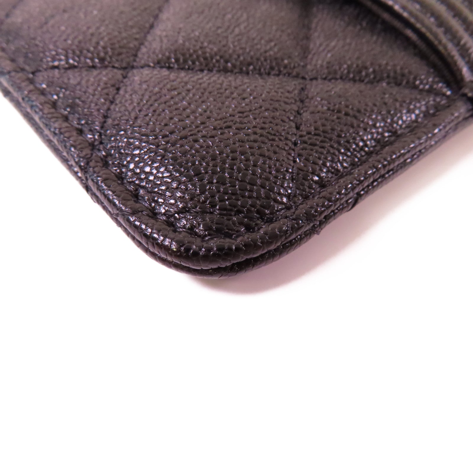 CHANEL 菱格Caviar皮革Boy Chanel Phone/Card Holder銀扣手機卡片套黑色