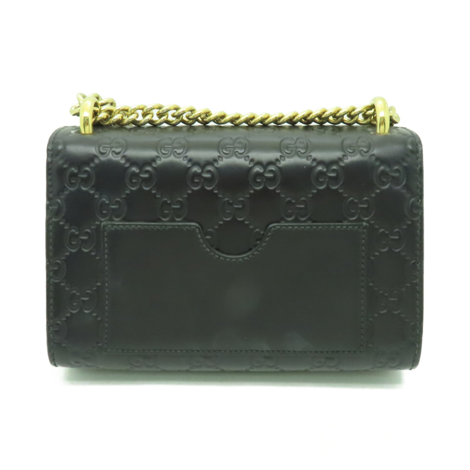 GUCCI 牛皮皮革Chain Shoulder Bag金扣鏈帶肩背袋黒色