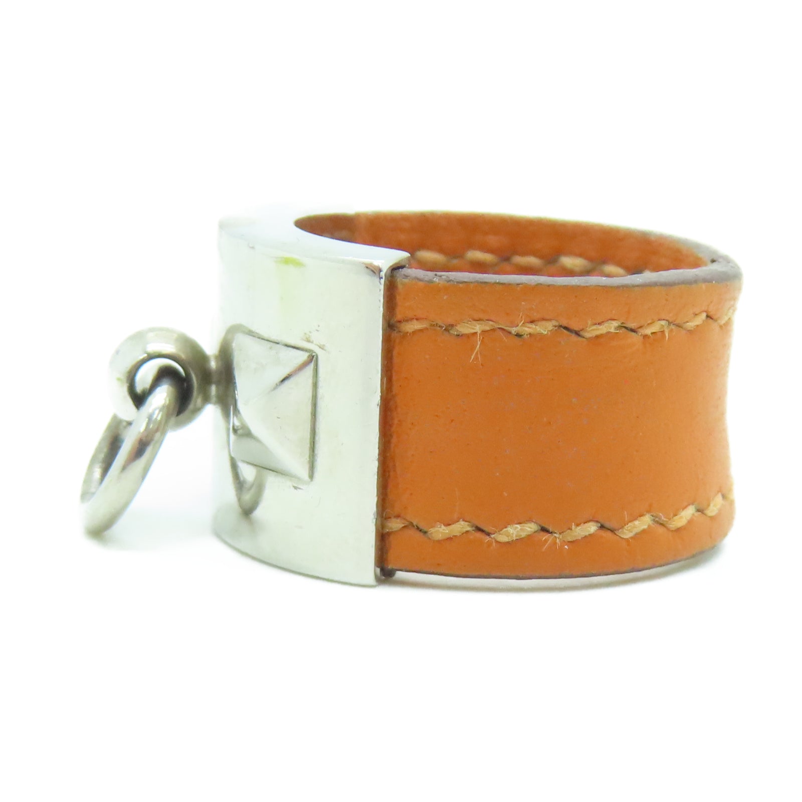 HERMES Veau Swift皮革Ring银扣戒指US#7
