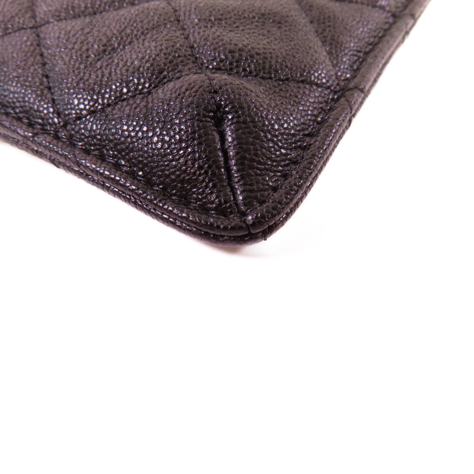 CHANEL 菱格Caviar皮革Boy Chanel Phone/Card Holder銀扣手機卡片套黑色
