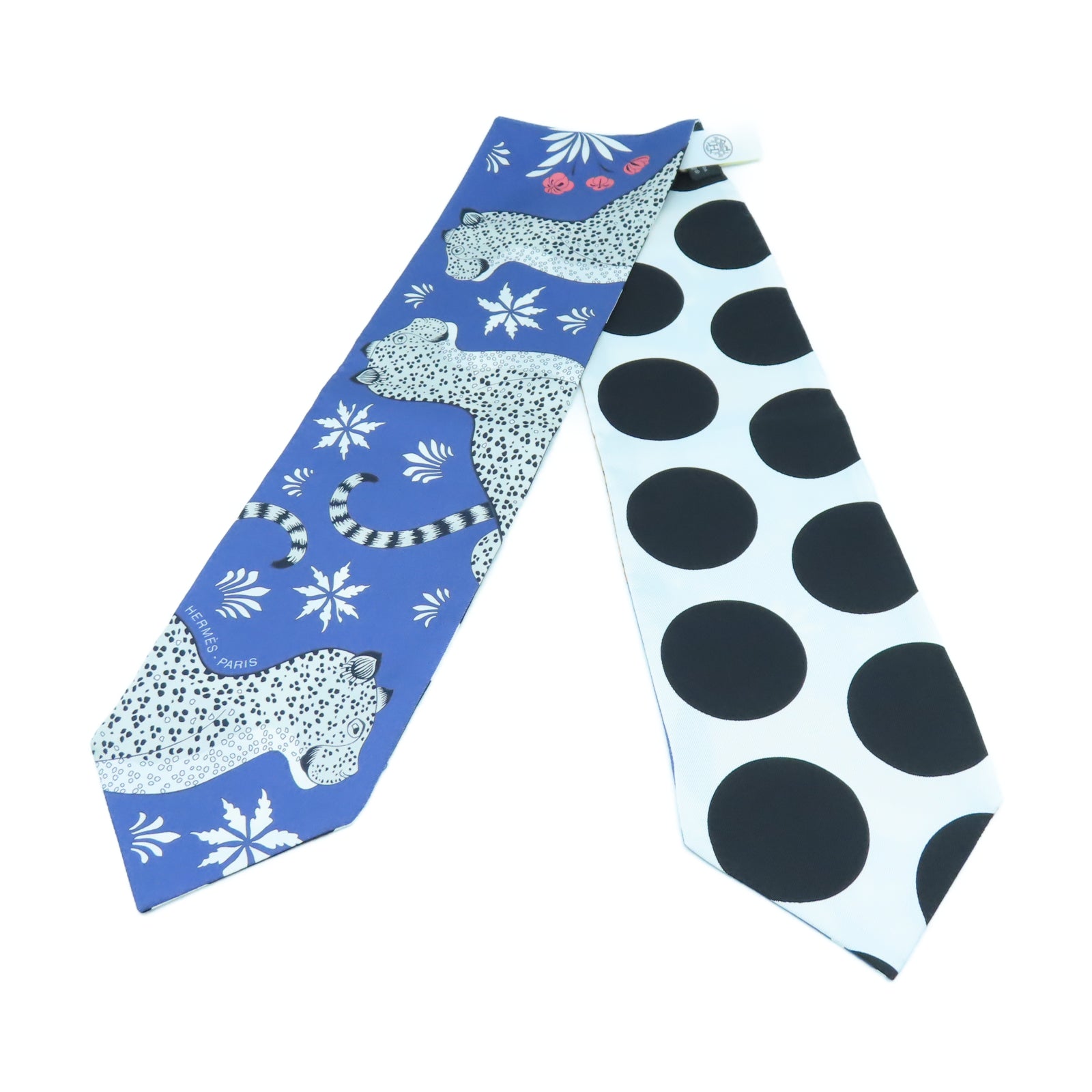HERMES 絲質Twilly Up絲巾藍色/橙色/黑色/白色
