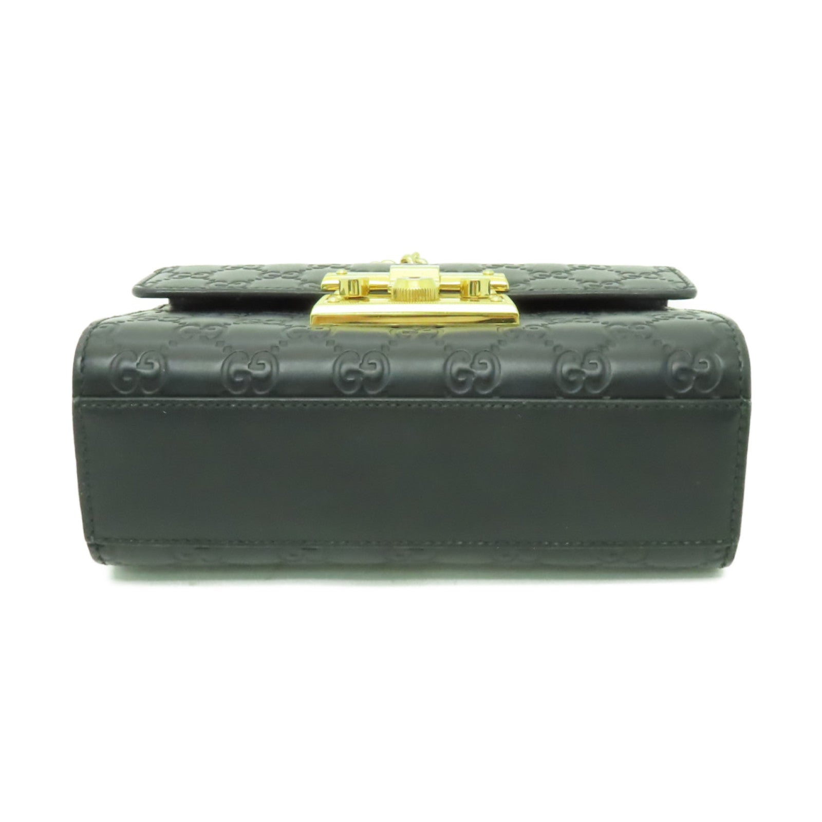GUCCI 牛皮皮革Chain Shoulder Bag金扣鏈帶肩背袋黒色