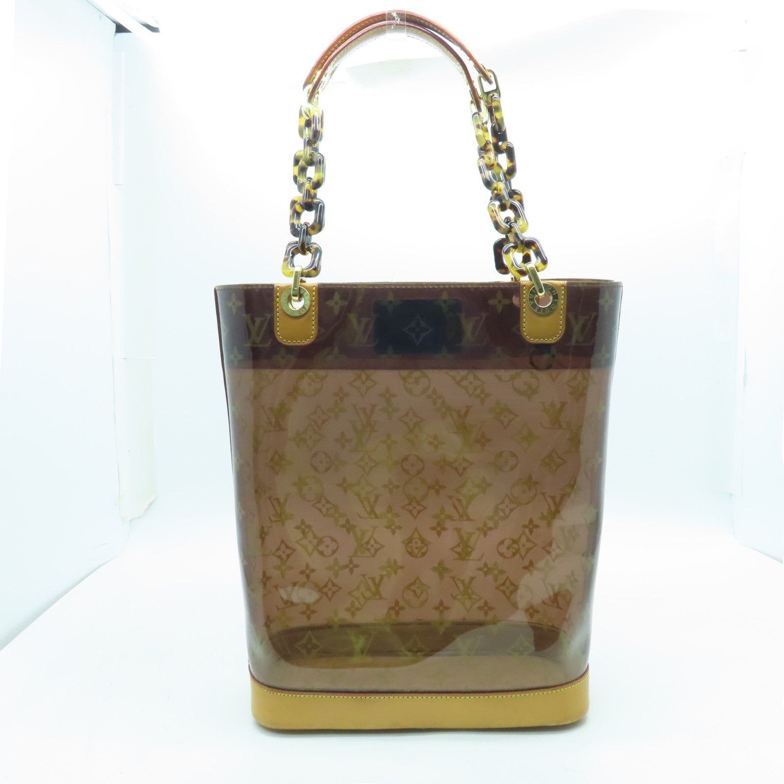 LOUIS VUITTON Monogram Vinyl Clear Cabas Sac Ambre PM金扣肩背袋啡色/半透明