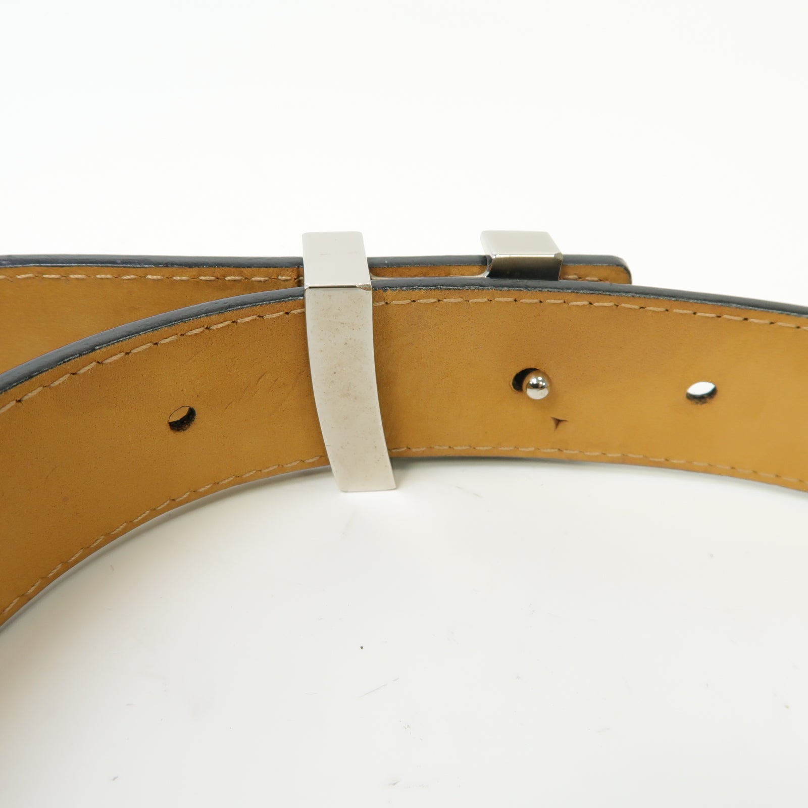 LOUIS VUITTON Epi Belt銀扣皮帶黒色