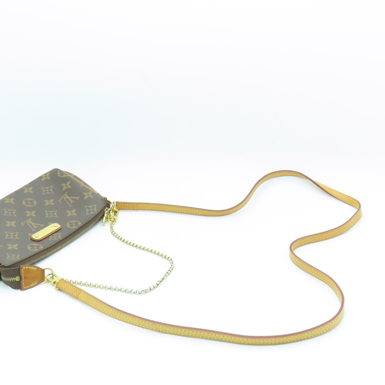 LOUIS VUITTON Monogram Eva Gold Buckle Handle Shoulder Bag Brown