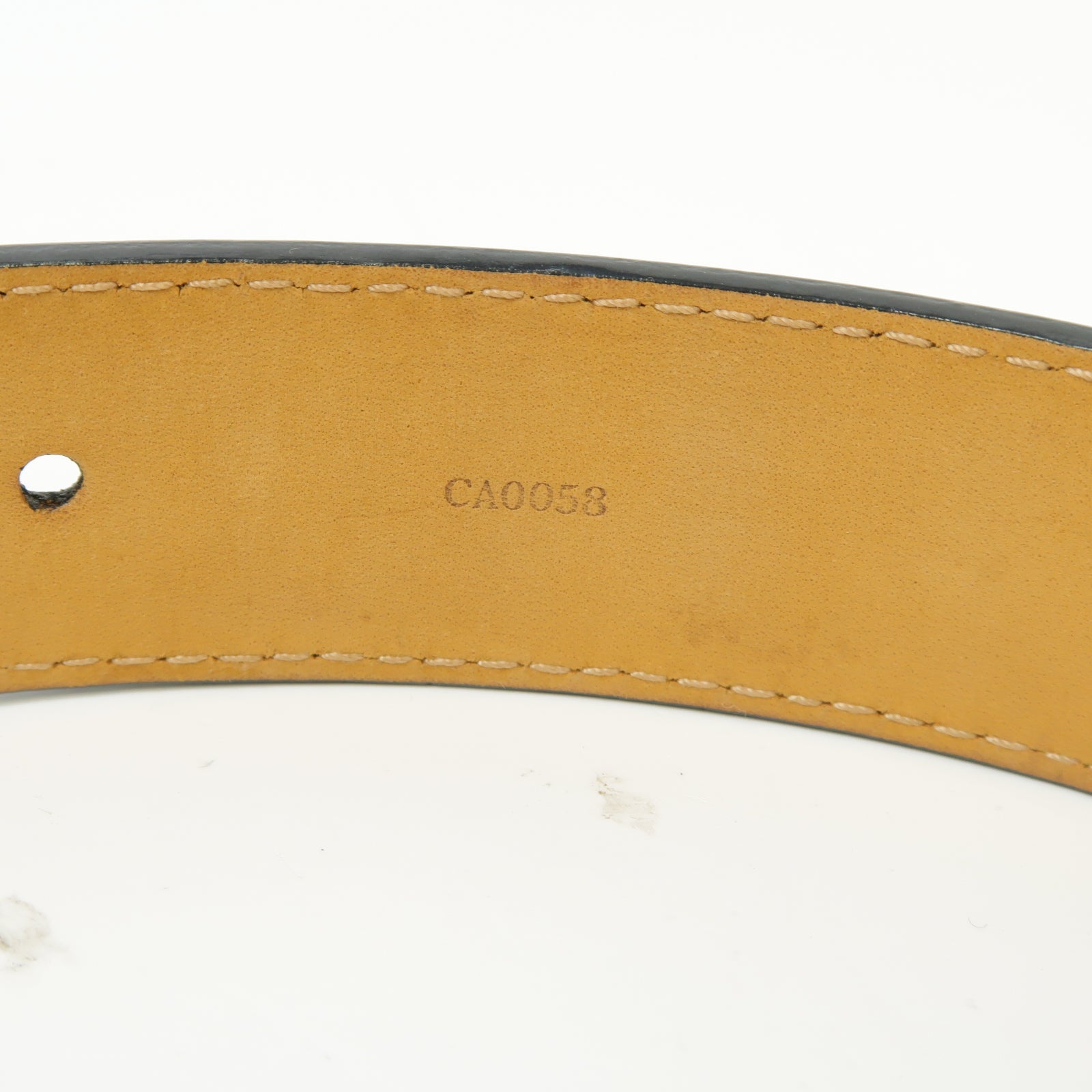 LOUIS VUITTON Epi Belt銀扣皮帶黒色