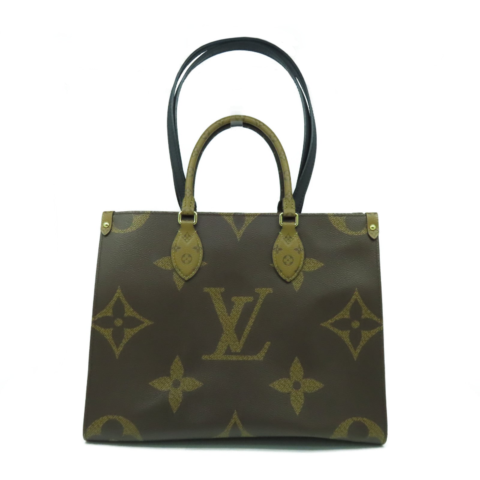 LOUIS VUITTON Monogram Giant On The Go MM金扣手挽肩背兩用袋啡色